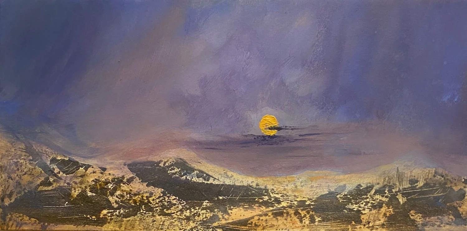 Wolf Moon Rising, available at The Perthshire Gallery Winter Show, Pitlochry, 15x30cm - £145