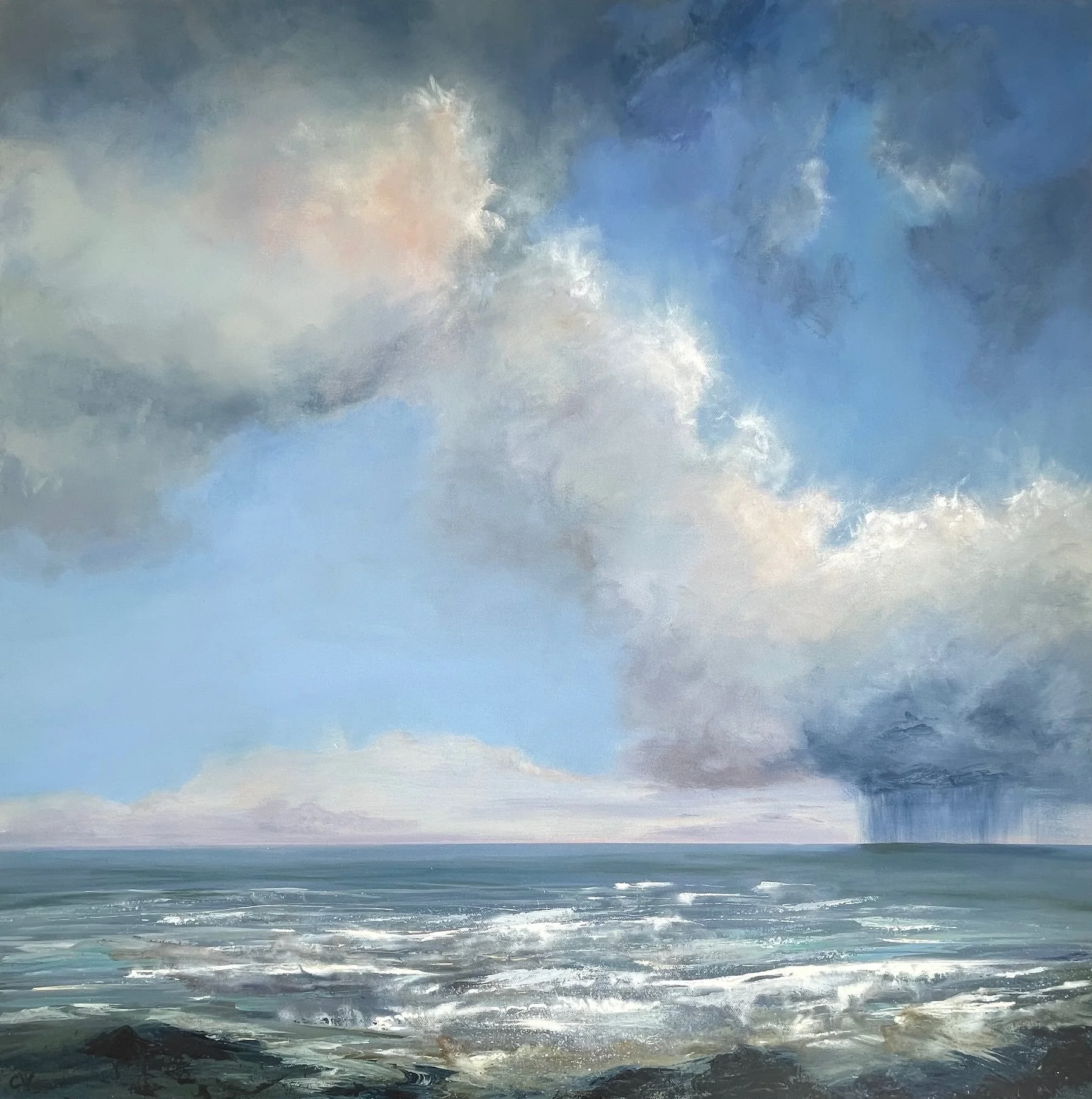 'Summer Showers', acrylic on canvas, 76x76cm, available at Perthshire Gallery, Pitlochry, £895