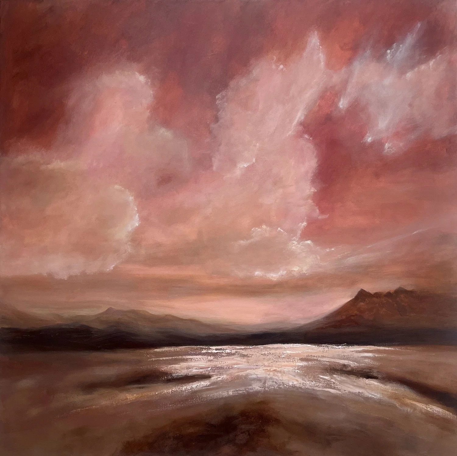 'Evening Light, Towards Skye' acrylic on canvas, 100 x 100cm, available at ArtisanAnd, Aberfeldy, £1,085