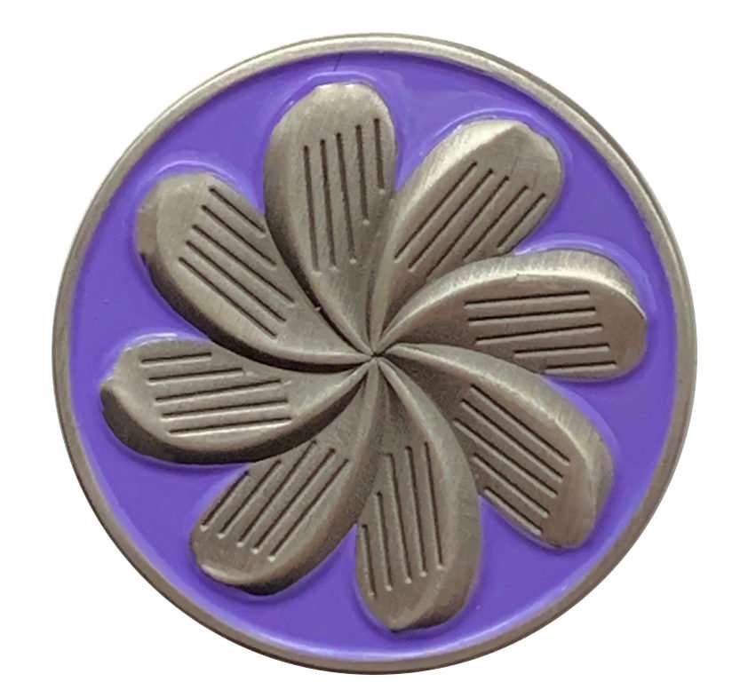 1" Magnetic Ball Marker (Violet) - Golf Flowers