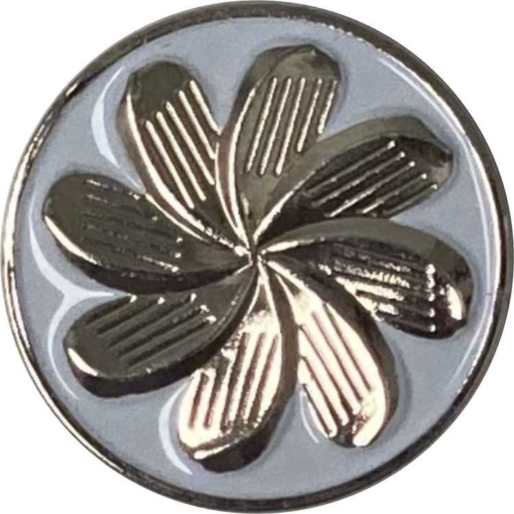 1" Magnetic Ball Marker (Polished Silver and White) - Golf Flowers