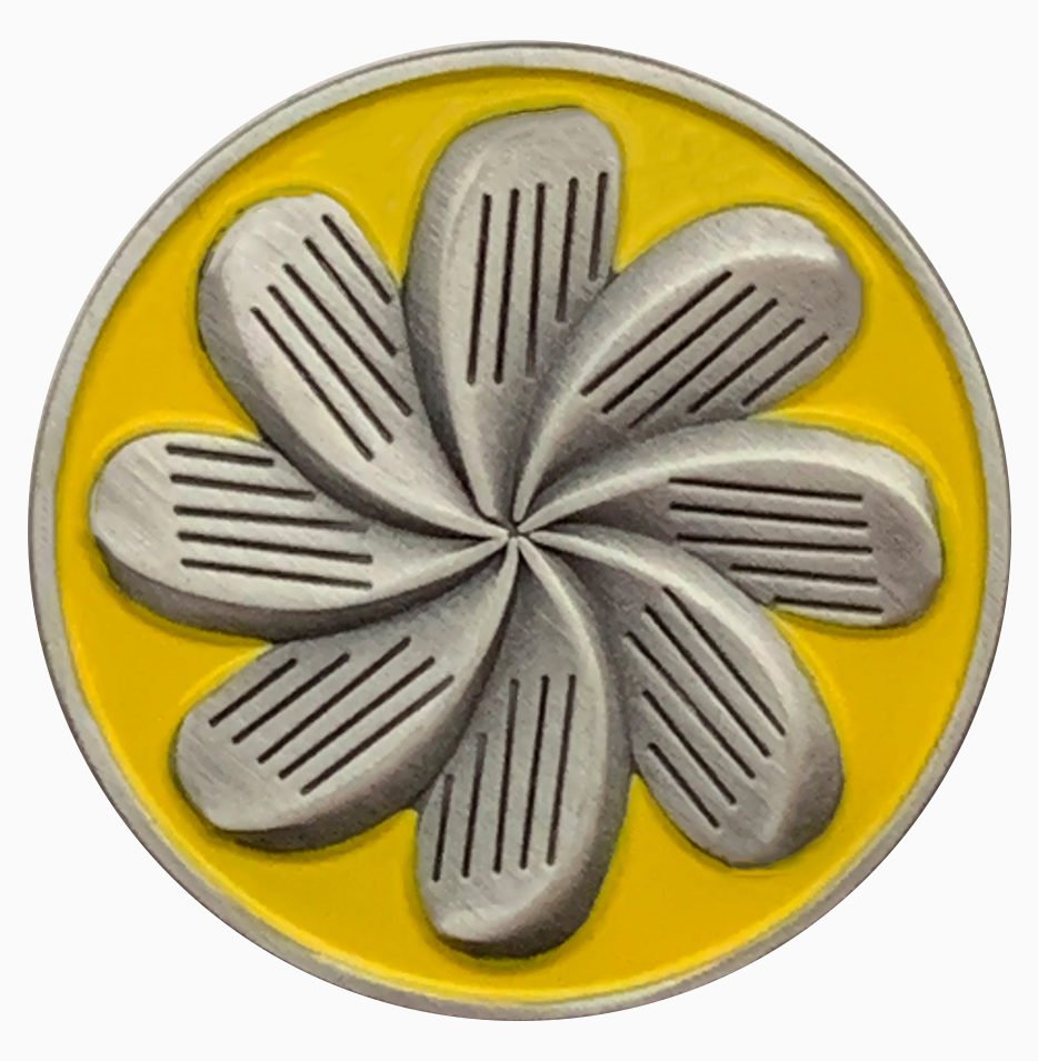 1" Magnetic Ball Marker (Yellow) - Golf Flowers