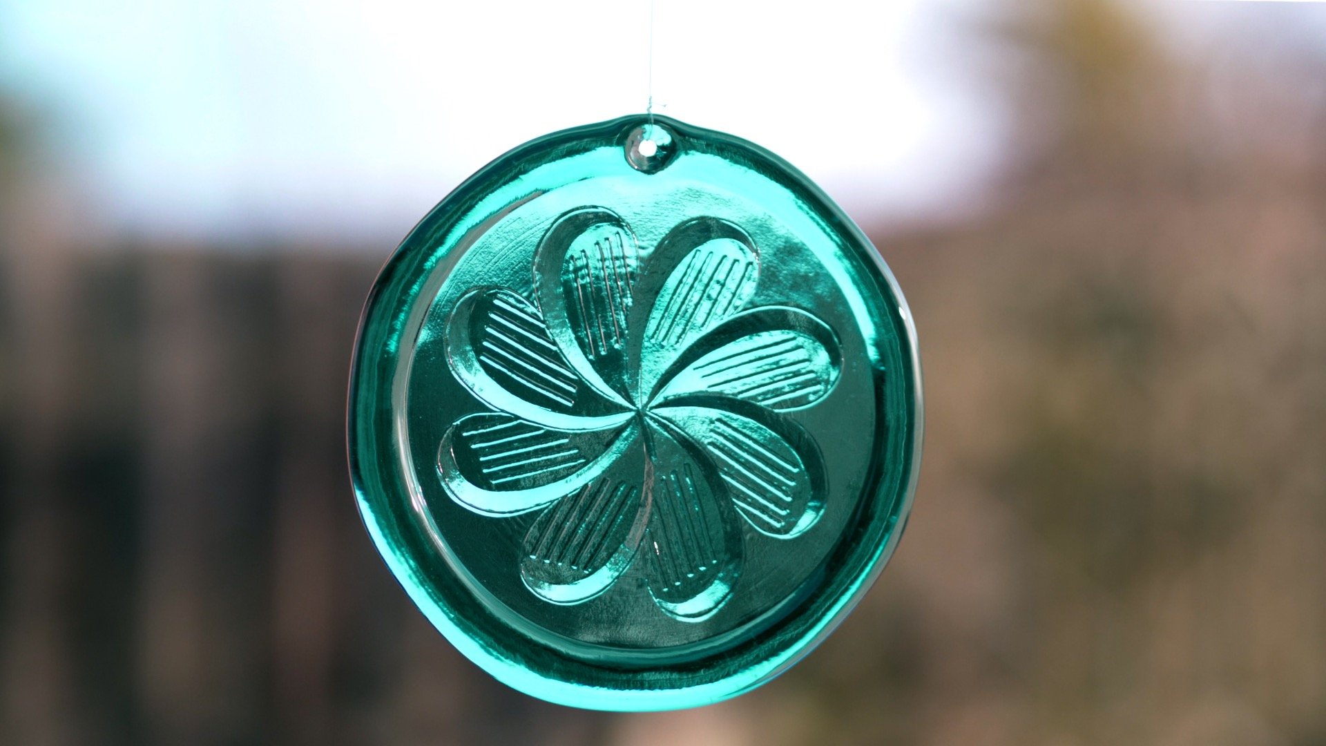 Glass Logo Sun Catcher (Teal) - Golf Flowers