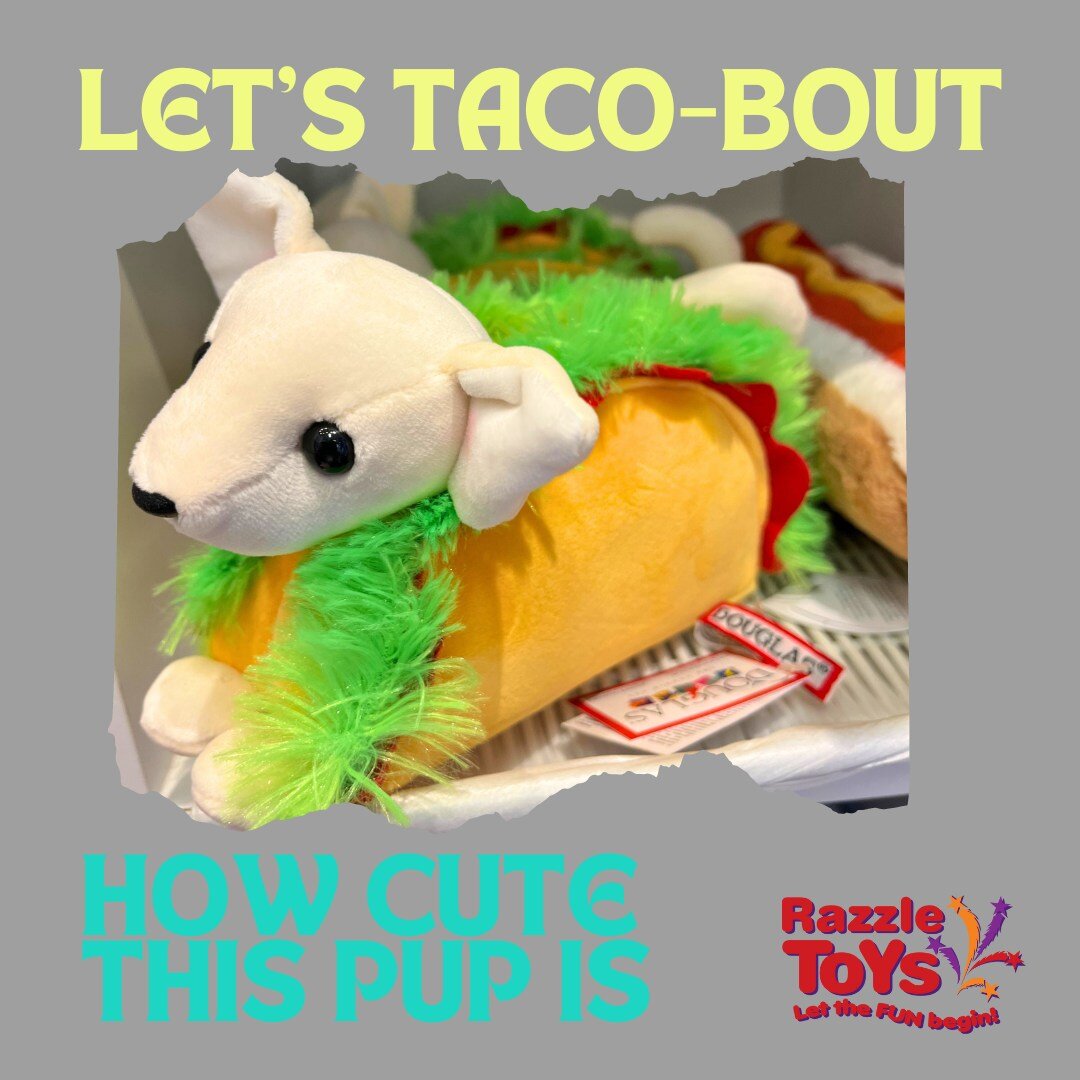 It's Taco Tuesday and our adorable stuffy wanted to LETTUCE know that he is taco-tastic.

Are you having Taco Tuesday in your house tonight? 🌮

#toy #toystore #razzletoys #cherryhillsvillage #cherryhillsshopping #cherryhillsmarketplace #jellycat #je