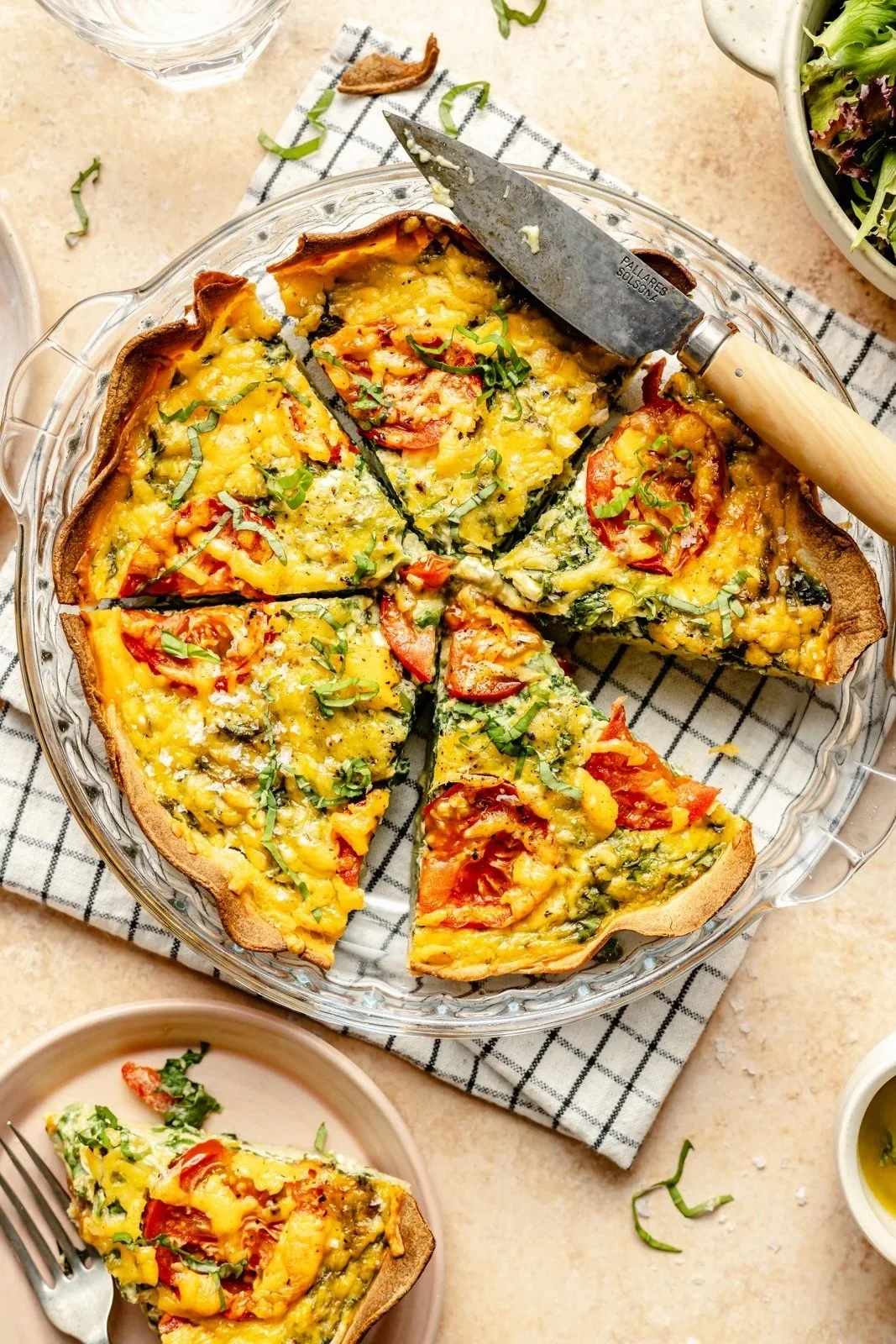 Tomato Basil Tortilla Quiche 