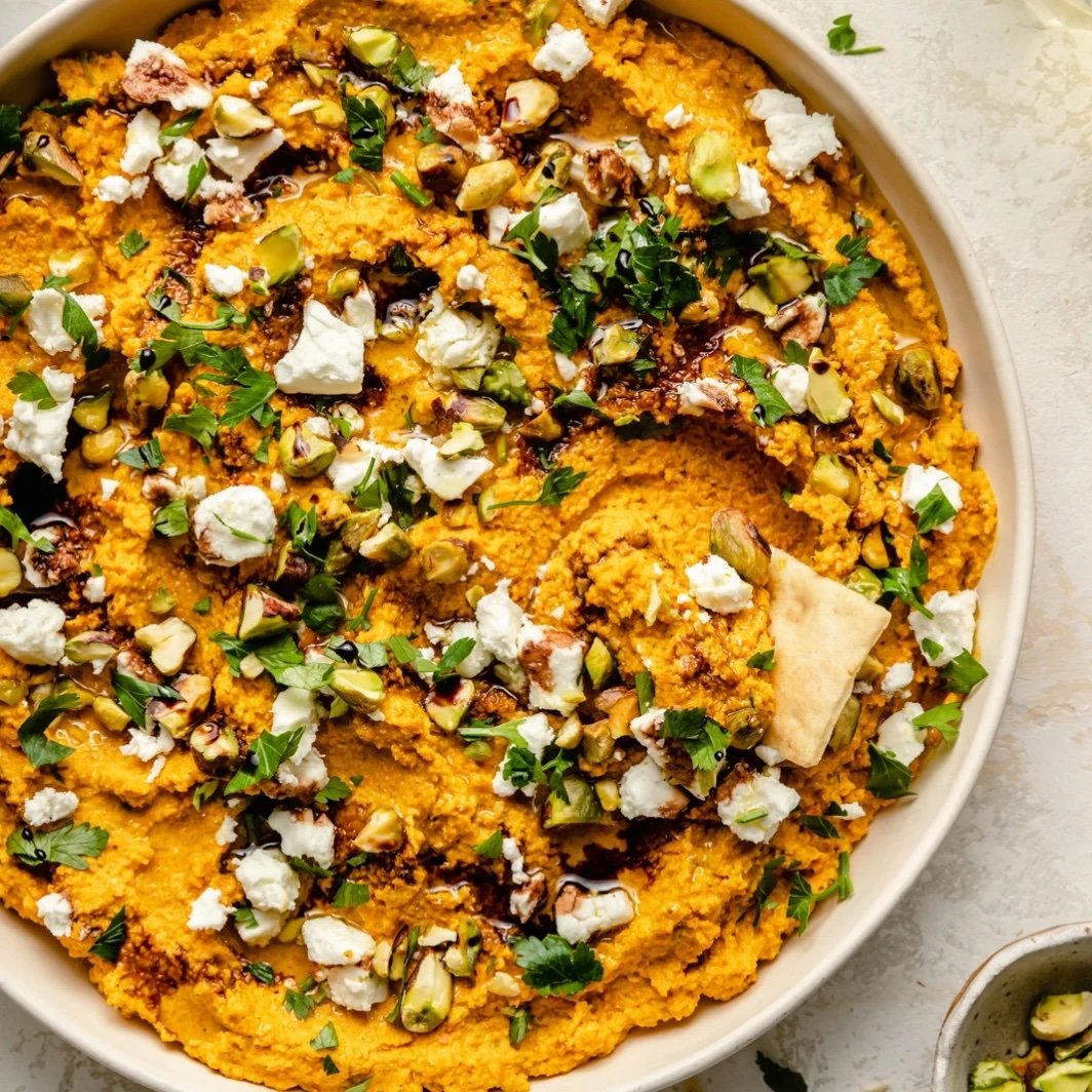 Roasted Garlic Tahini Carrot Dip