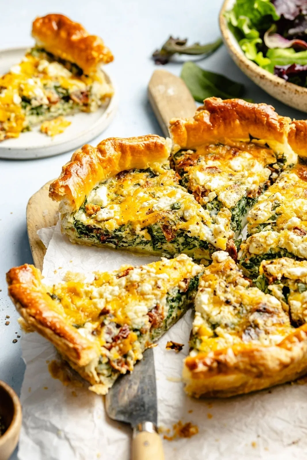 Spinach, Sun-Dried Tomato &amp; Basil Puff Pastry Quiche