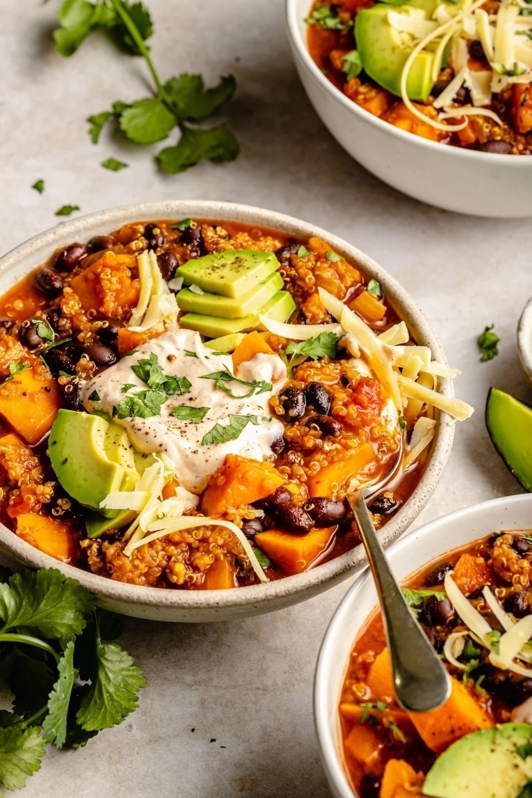 Black Bean, Sweet Potato, and Quinoa Chili with Smoked Chipotle