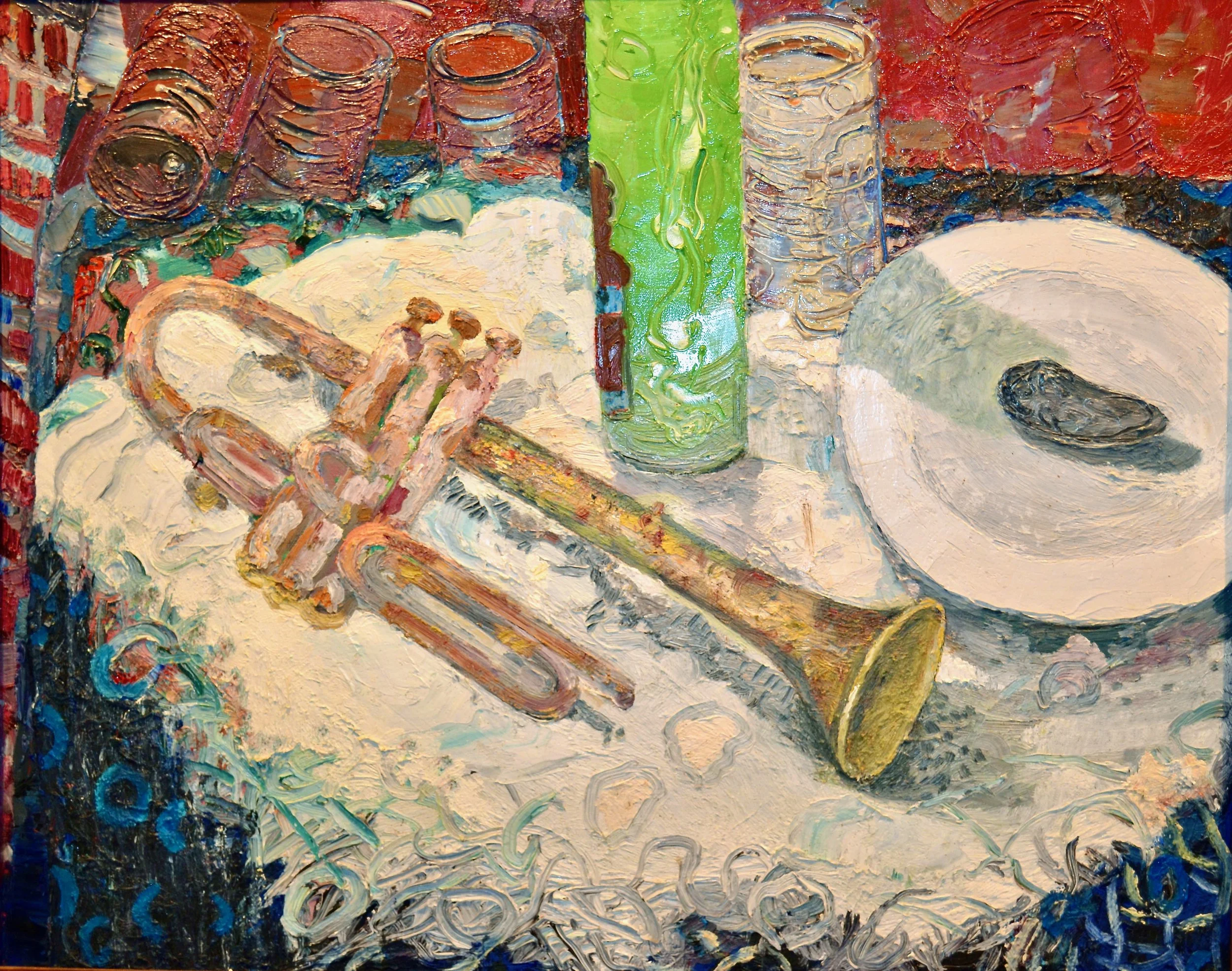 Still life with trumpet | 24” × 30”  | Oil on canvas | 1994