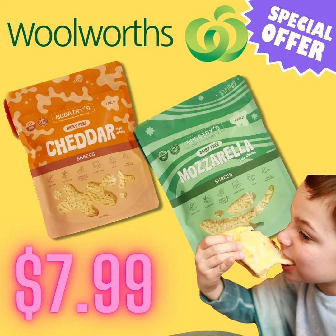 Have you peeped our Nudairy&rsquo;s 300 gram bag of shreds on promo at your local @woolworths_nz 👀 perfectly meltable on your pizzas, grilled cheese sammies or straight out of the bag for a tasty snack 🤤 🧀 

#vegan #dairyfree #vegancheese #plantba