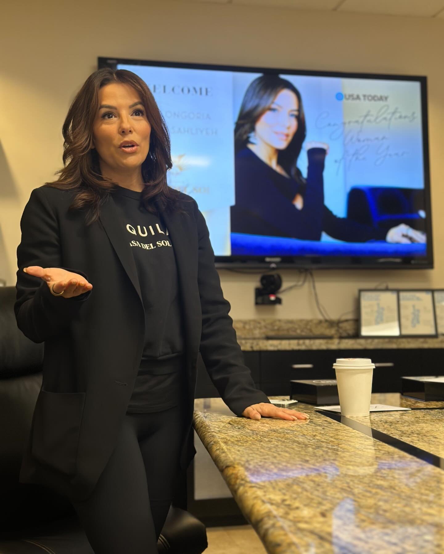 What a wonderful visit from our dear friend and &lsquo;Woman of the Year,&rsquo; Eva Longoria, bringing the spirit of Casa Del Sol Tequila to our office today! 🌞 #TeamPHCP #casadelsoltequila