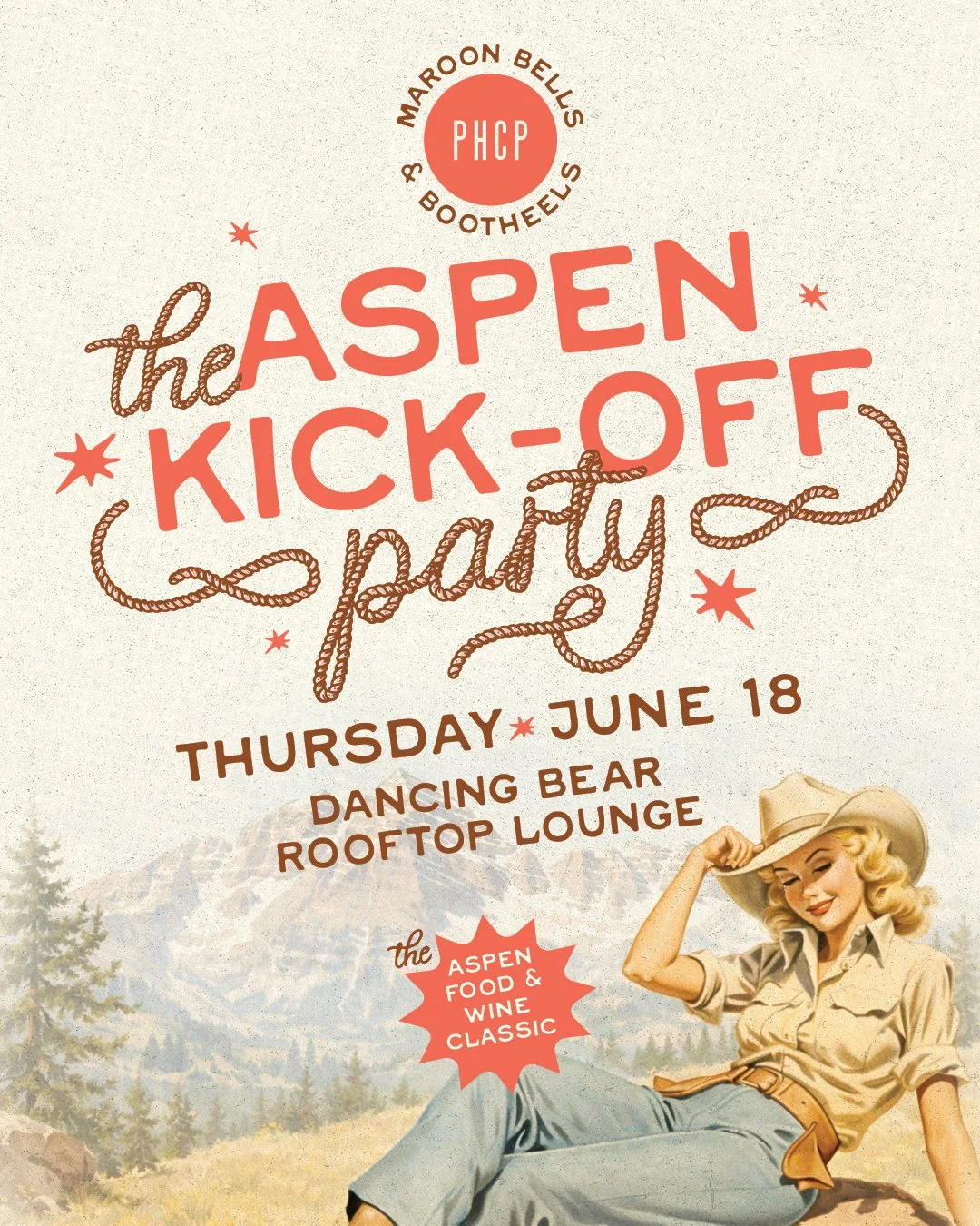 Less than two months until Aspen calls&hellip; 🔥✨
Two nights. One unforgettable weekend.

THURSDAY, JUNE 18
⛰️ The Kick-Off: Maroon Bells &amp; Bootheels
Western glam meets Aspen magic&mdash;fringe, boots, and golden-hour perfection beneath the peak