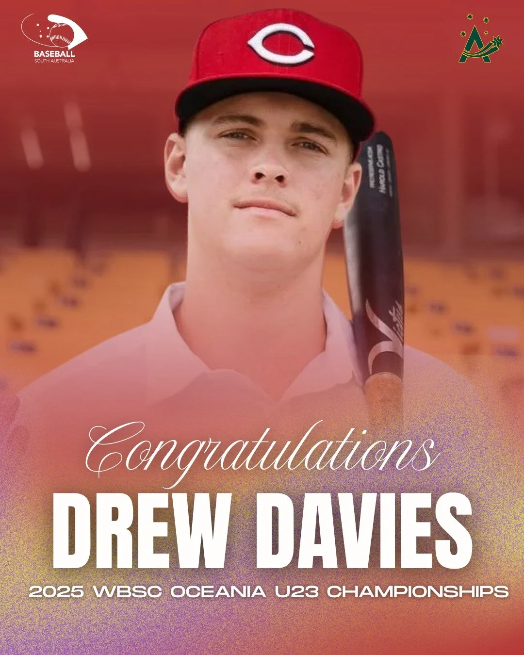 Drew&rsquo;s going green and gold! 💚💛

Congratulation to Drew Davies on his selection for Team Australia ahead of the 2025 WBSC Oceania U23 Championships! ⚾️

Nov 6&ndash;9 | Blacktown | AUS vs Guam 

#BaseballSA #TeamAustralia #WBSCU23 #ProudSA #B