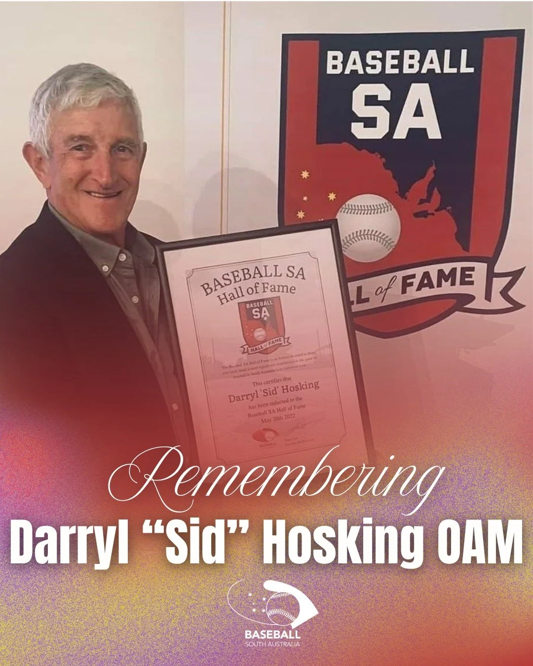 🕊️ Remembering  Darryl &ldquo;Sid&rdquo; Hosking OAM

A true pioneer of South Australian baseball.
Sid dedicated over 65 years to the Mount Gambier baseball community &mdash; his impact and legacy will never be forgotten. 💙⚾️

Read more in our full