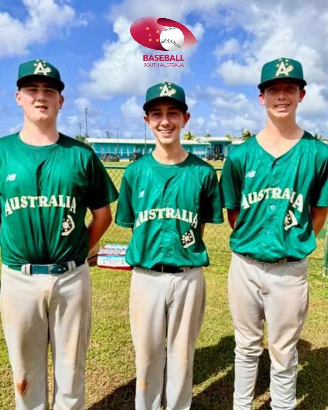 Green and gold looks GOOD on these SA boys 👀💛💚
Jack, Oliver &amp; Finn doing us proud in Guam! 🇦🇺🔥

#BaseballSA #TeamAustralia #GreenAndGold #AustralianBaseball #BaseballAustralia #GuamSeries #ProudSA #FutureStars #AussiePride #SABaseball #GoAu