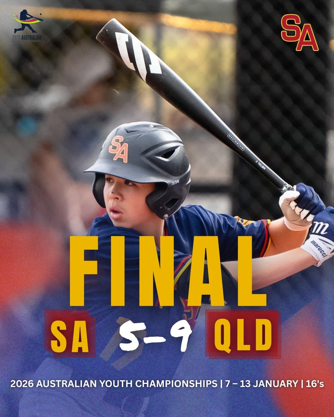 Day 4 | Game 2 | AYC U16s
SA 5&ndash;9 QLD
Plenty of fight shown &mdash; keep pushing, SA! 💪🔥

#AYC #baseballsa