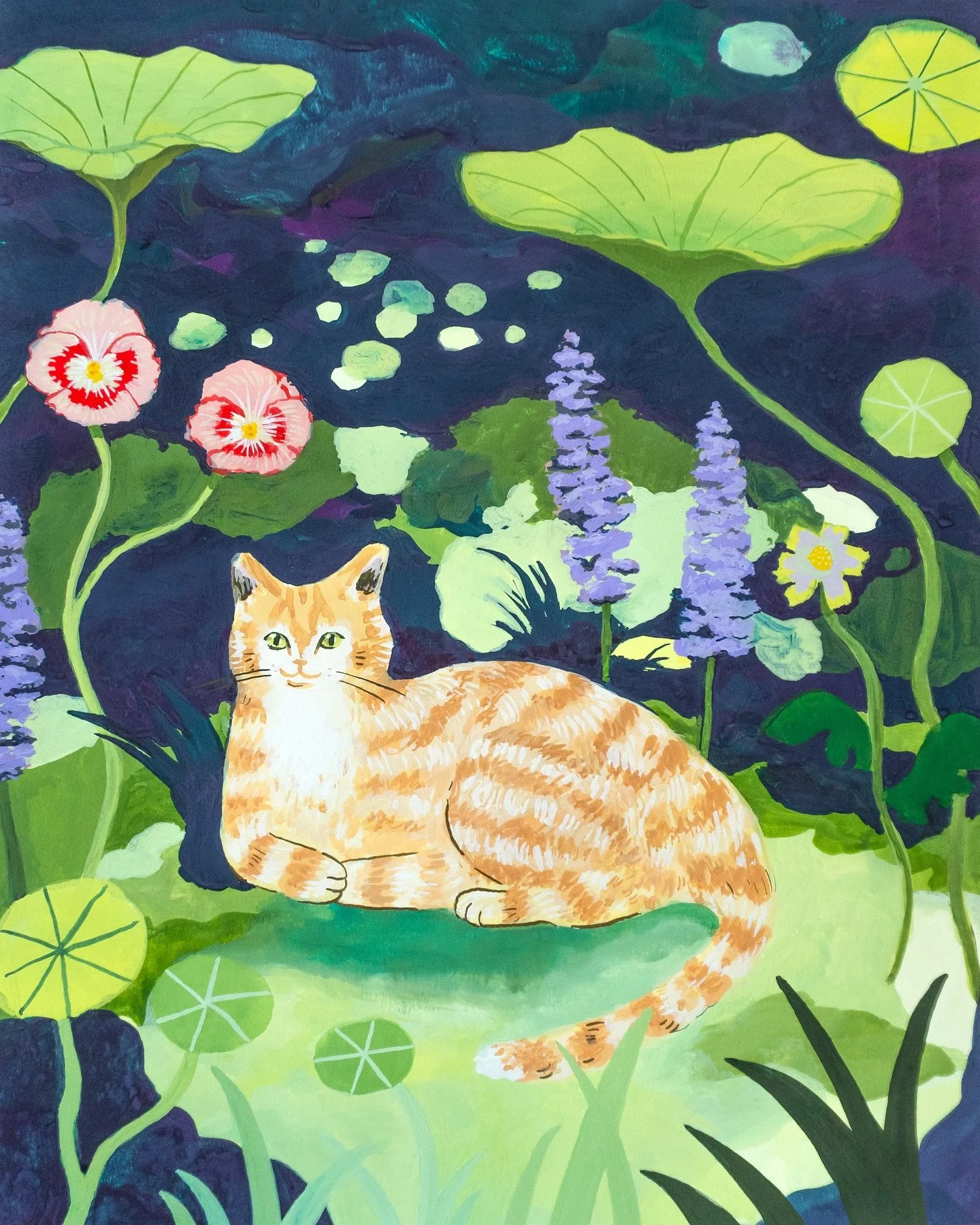 I love painting cats!! Here&rsquo;s my half of the art trade I did with @magnolia_tats 🌸🐈 Sam gave me the loveliest orchid tattoo with the cutest dangly charms :-)