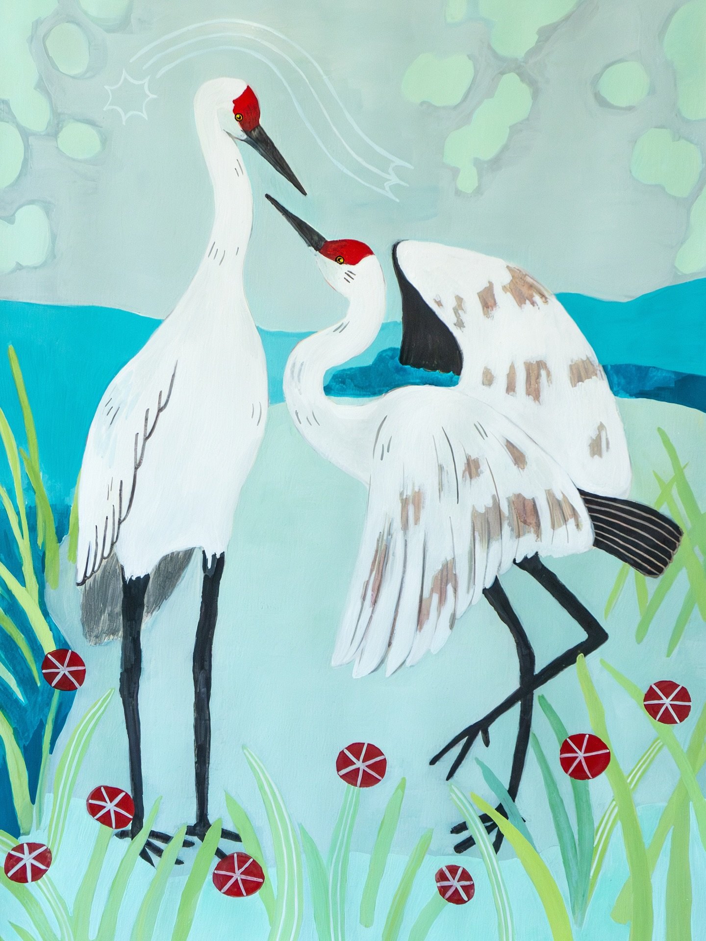 here&rsquo;s a photo of the sandhill crane commission I did last month :-) this one was 18x24 inches! 

pls tell me what bird you want to see painted next 🦢