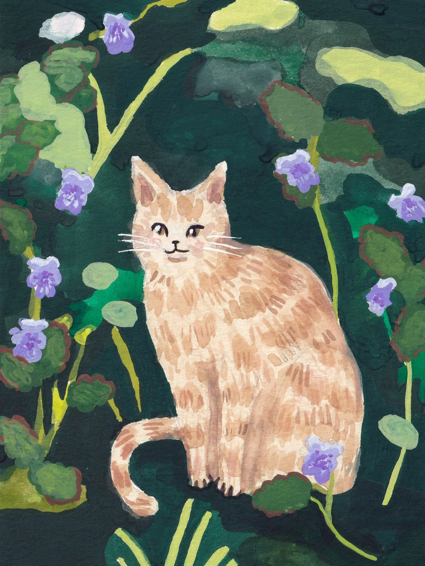 I got to paint two kittens with very nice names - Creeping Charlie and Virginia Creeper. Obviously the paintings had to correspond with their namesake, so here&rsquo;s the first cat, Creeping Charlie 🌱

Gouache paint on 5x7in watercolor paper ⋆˚꩜｡

