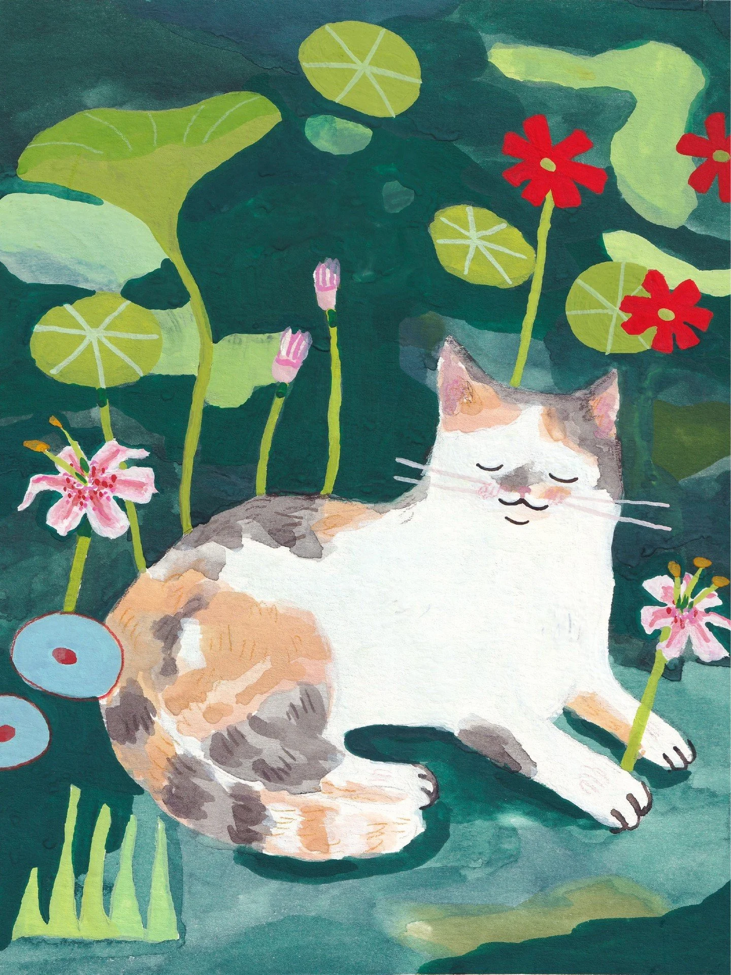 This is one of my favorite paintings from all the cat portraits I did in November! Painting calico cats is such a treat! 

PSA that iris flowers are toxic to cats :,(