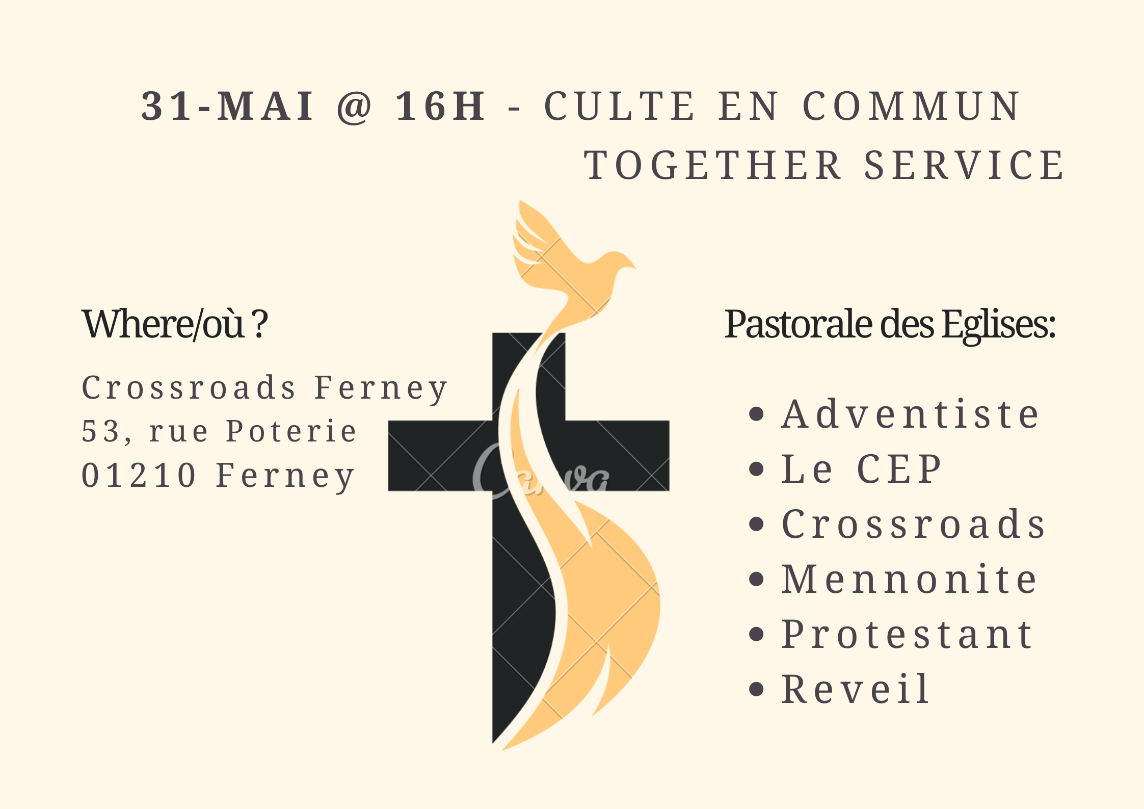 Inter-Church Service - Culte en commun - Pays de Gex