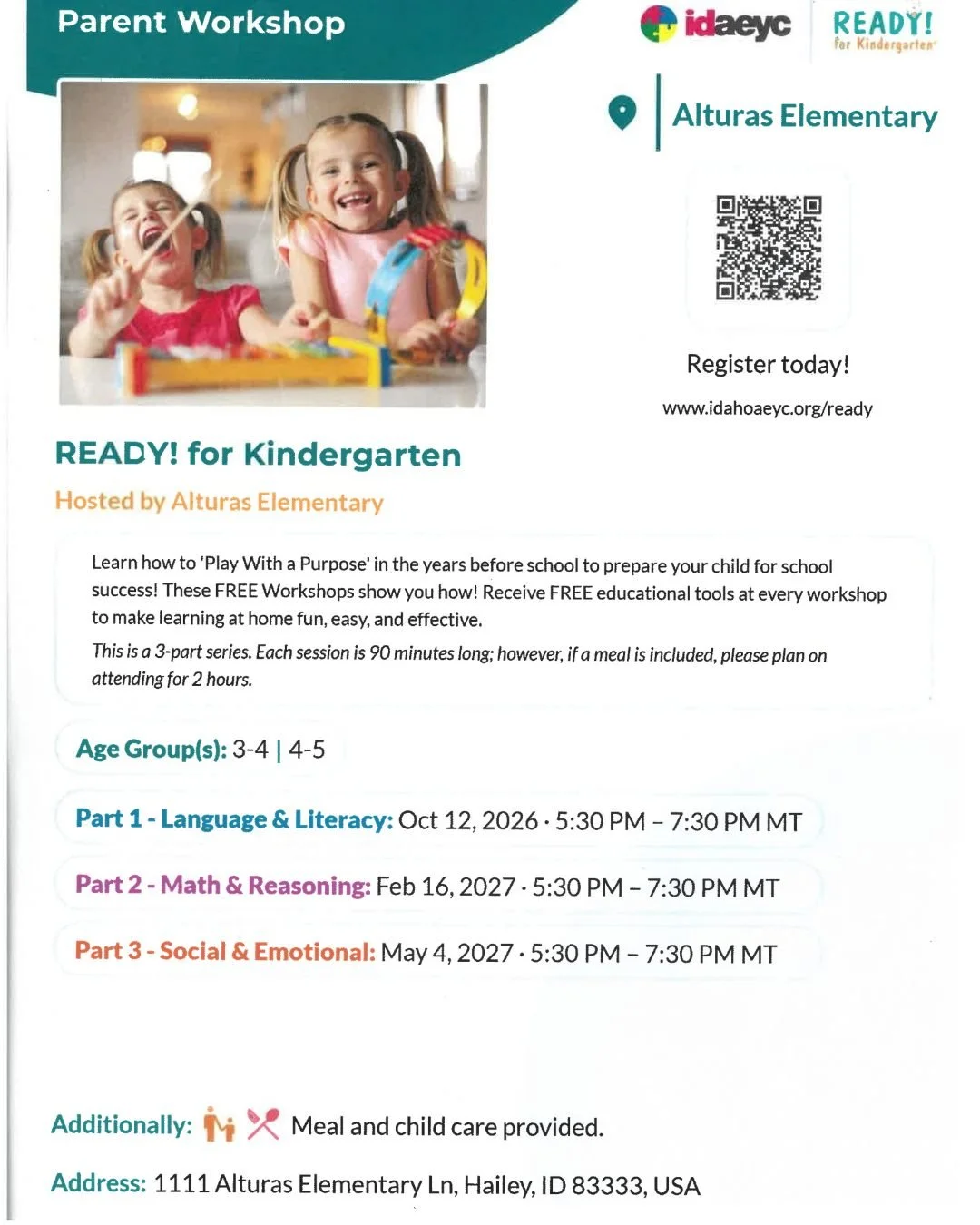 This is a great, FREE, learning tool for parent and preschool-aged kids happening in our community

Este es un gran evento educativo GRATUITO para padres y ni&ntilde;os en edad preescolar que se llevar&aacute; a cabo en nuestra comunidad.