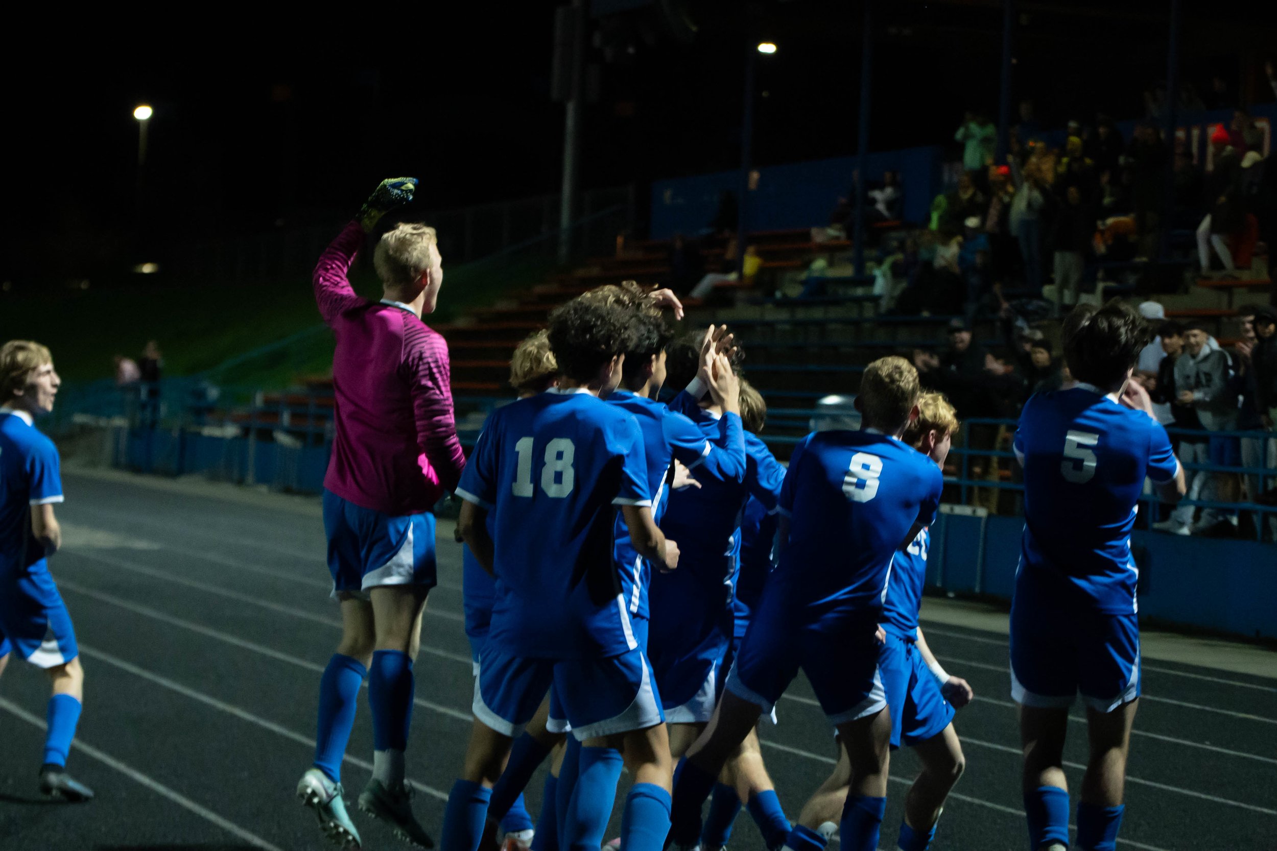 Hyping up the fans with our goal