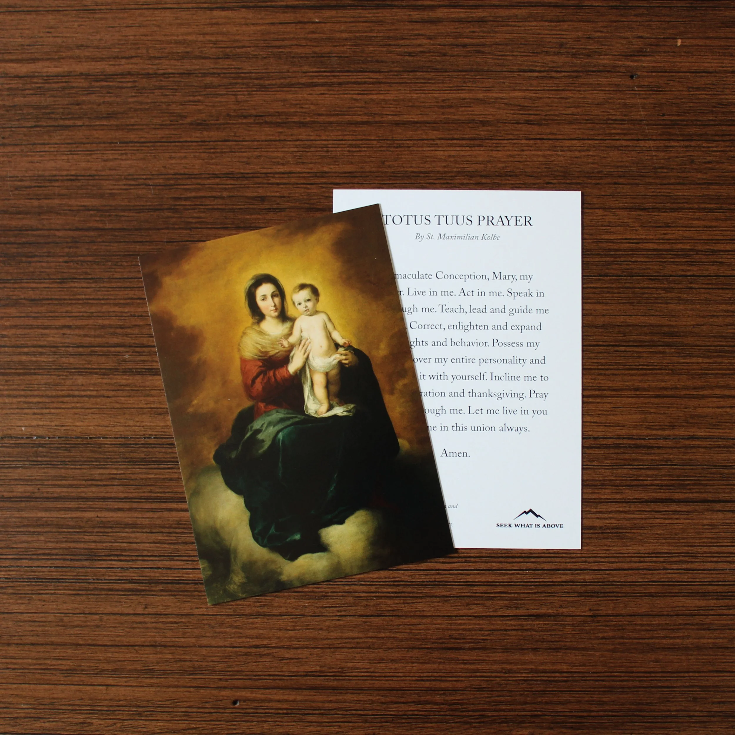 Totus Tuus Marian Consecration Prayer by St. Maximilian Koble Catholic holy card