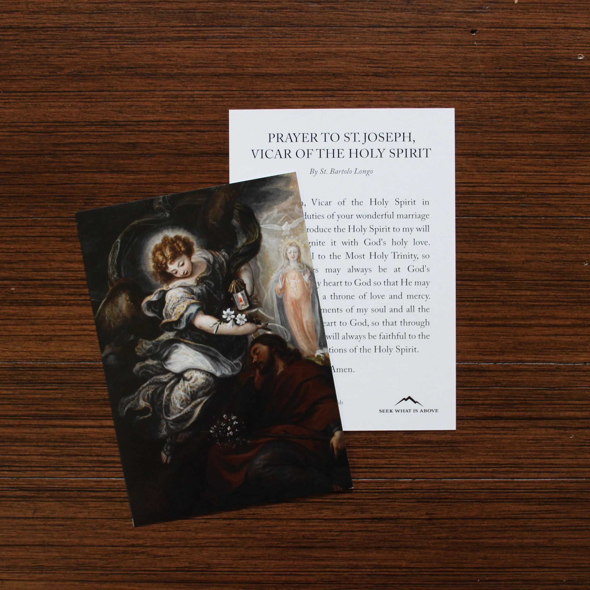 Catholic prayer card of a traditional Prayer to St. Joseph