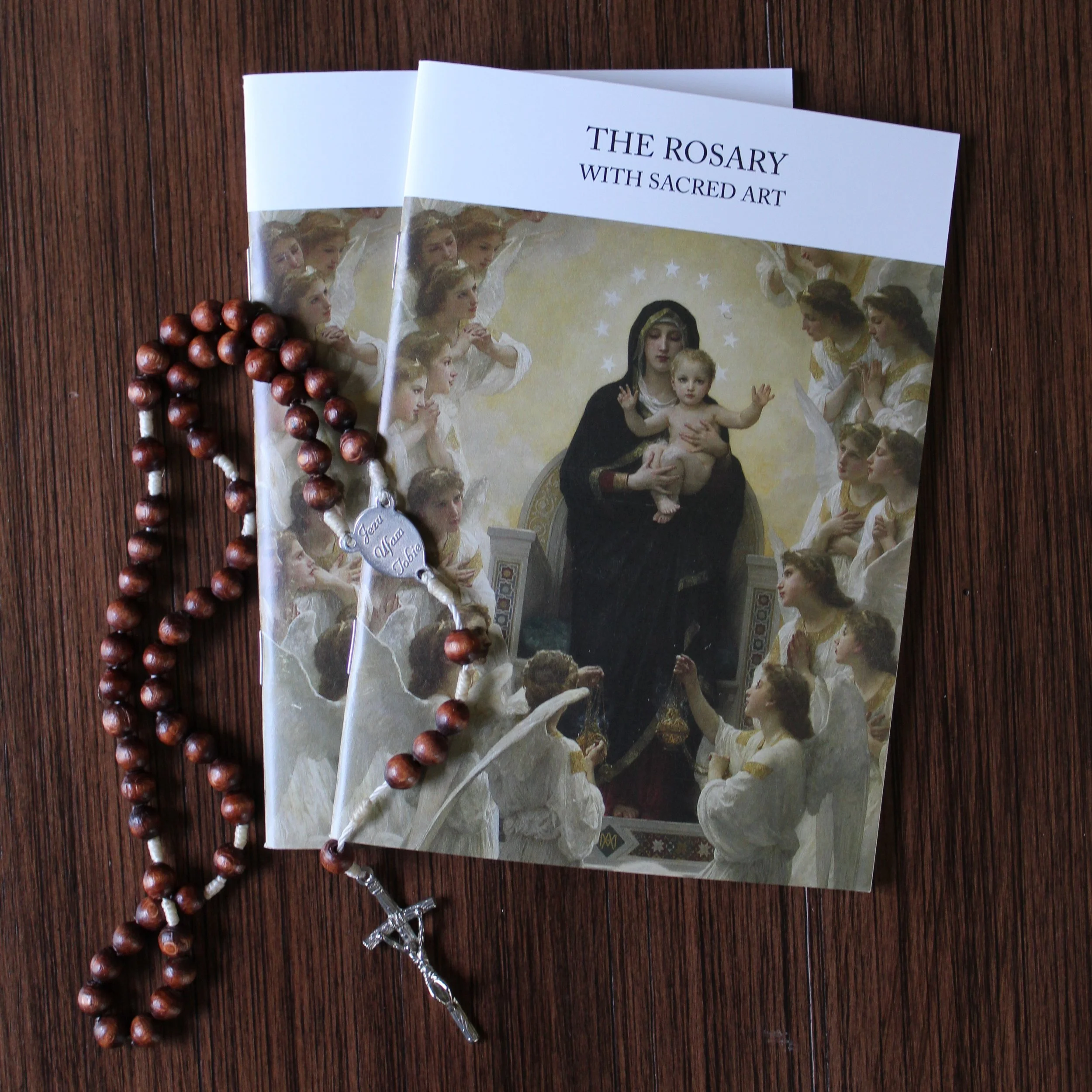 The Rosary with Sacred Art with Wooden Rosary