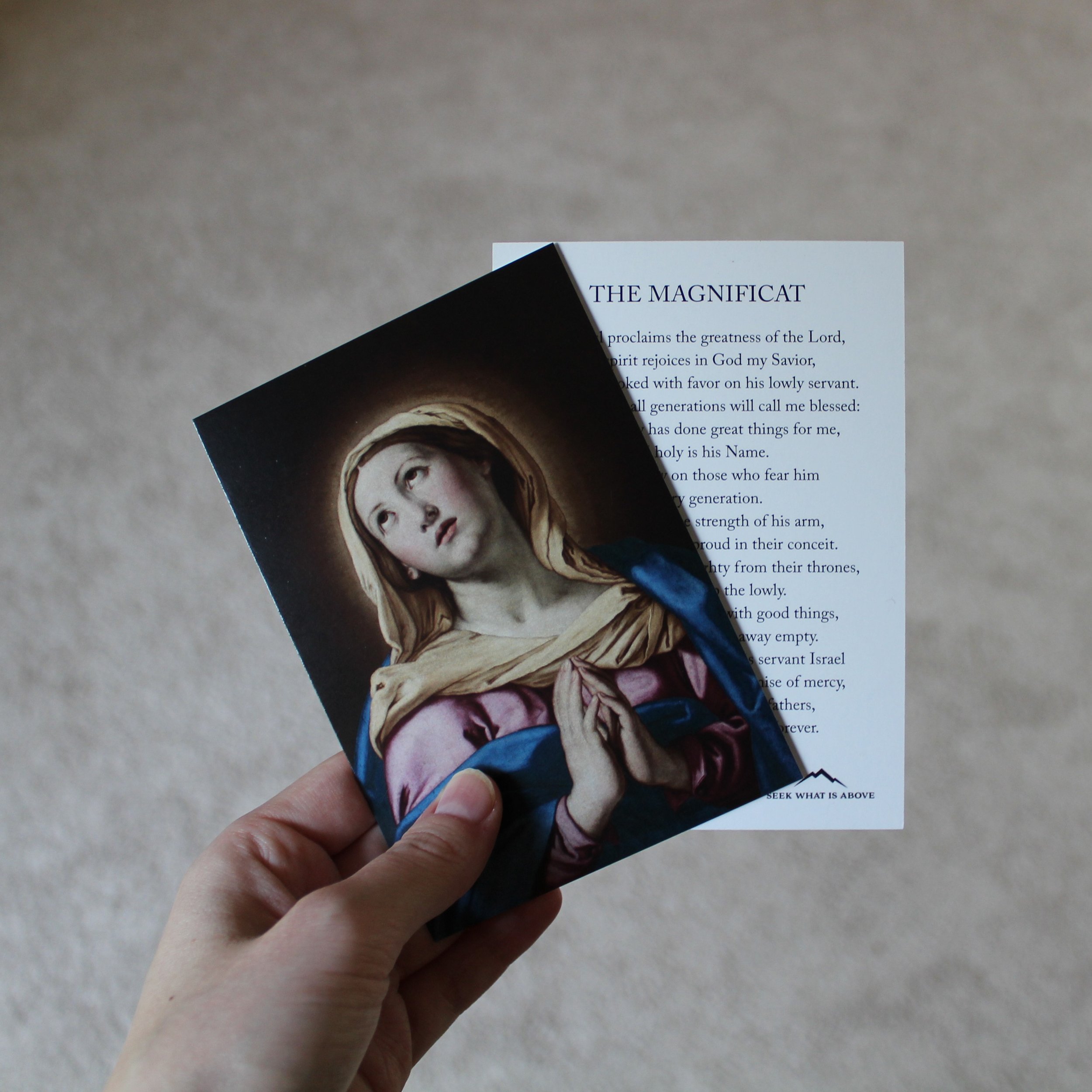 The Magnificat Catholic holy card