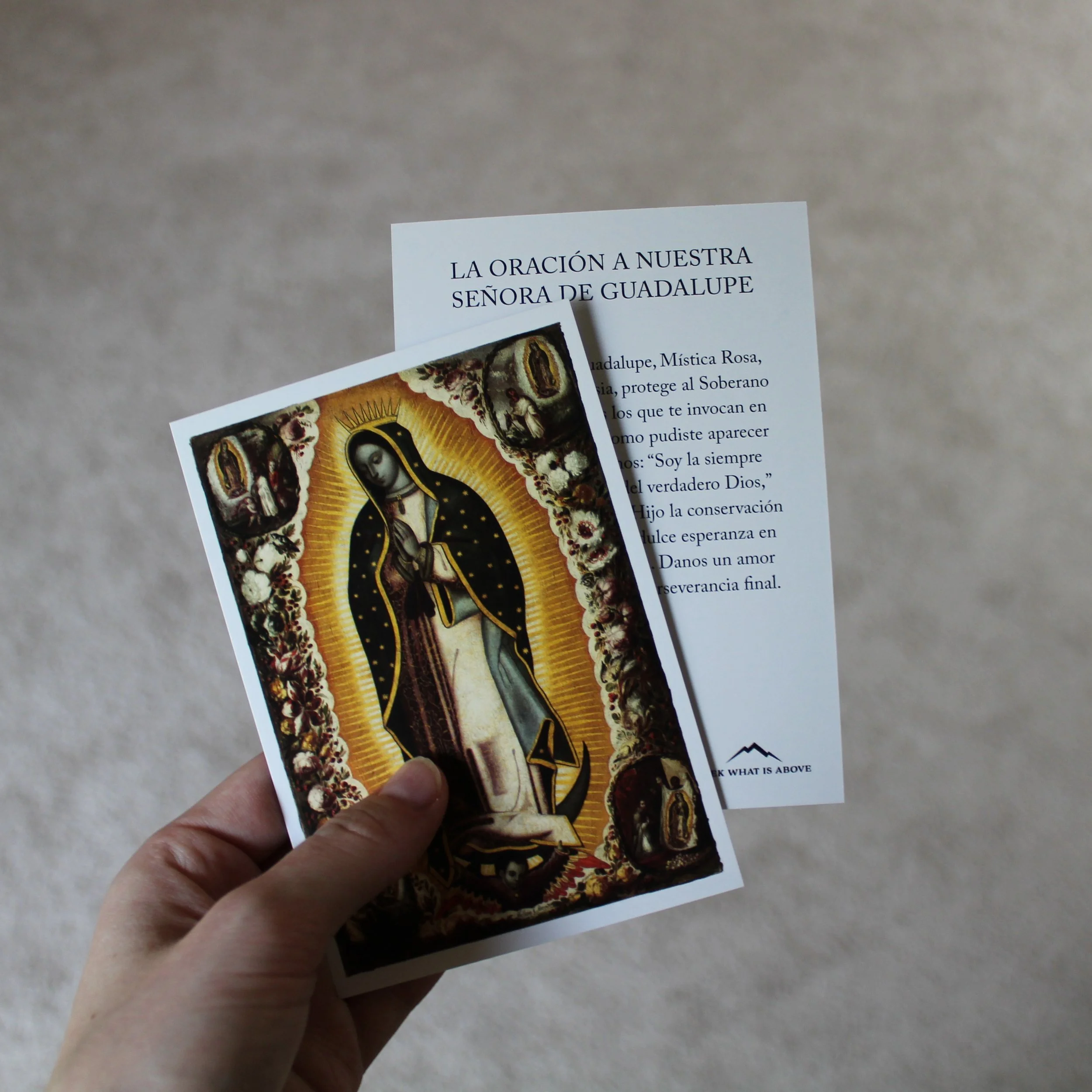 La Oración a Nuestra Señora de Guadalupe Estampa Católica