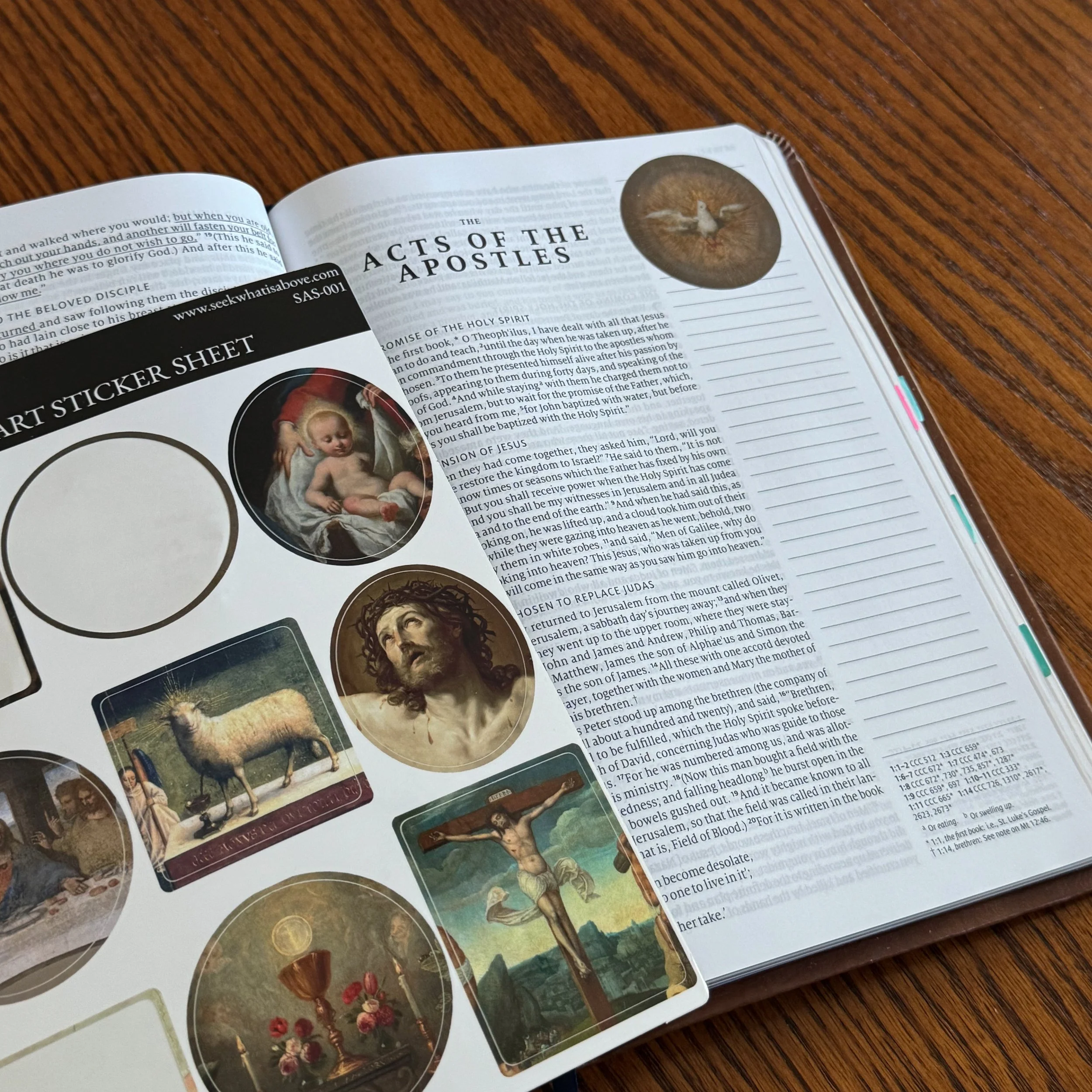 Vinyl Catholic stickers featuring famous art