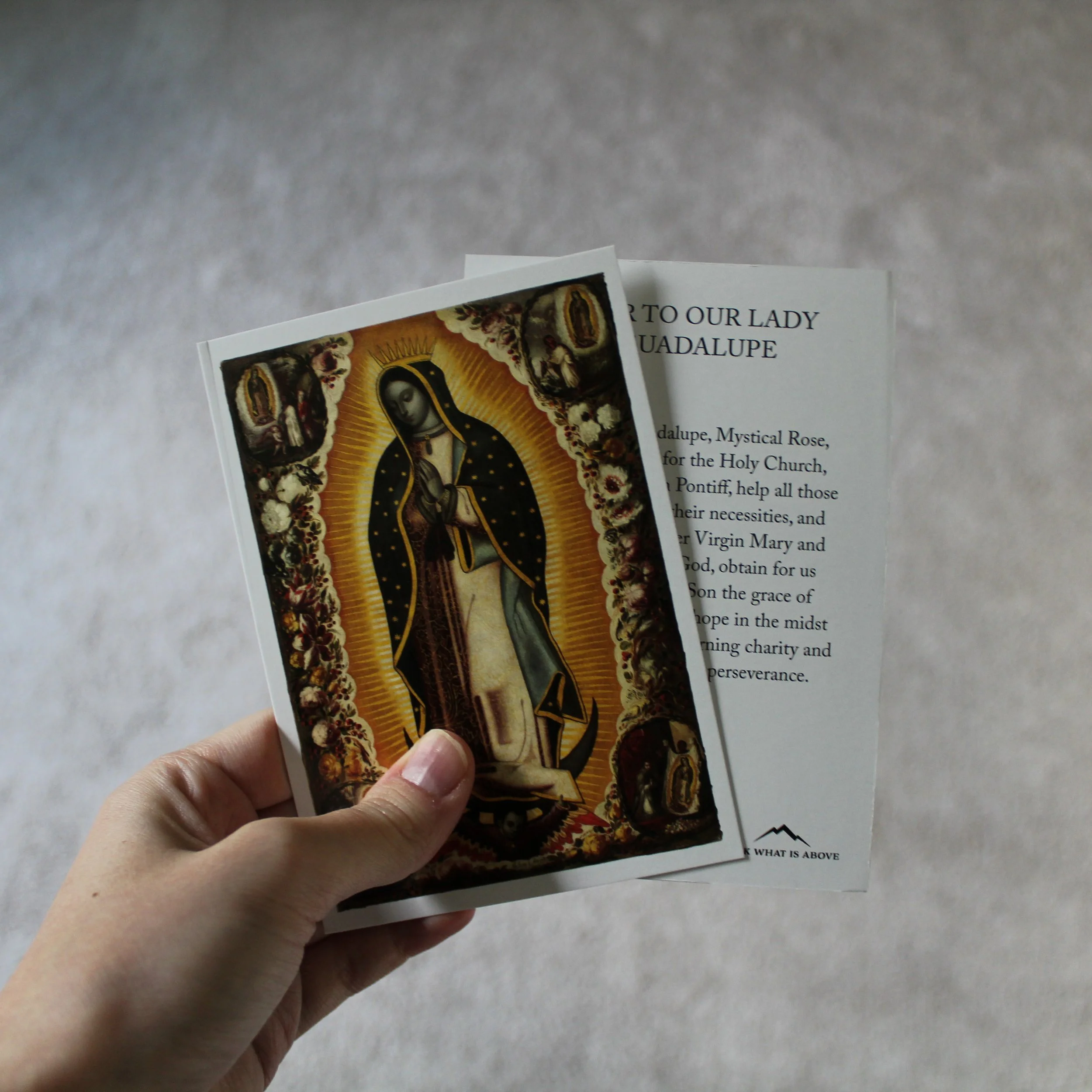 Our Lady of Guadalupe Prayer English Catholic prayer card