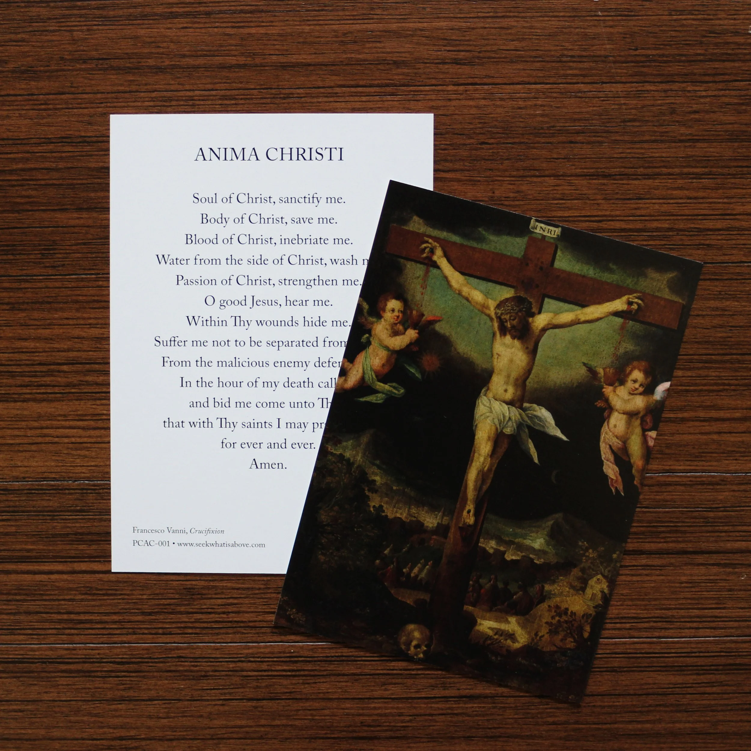 Catholic holy card of the Anima Christi prayer