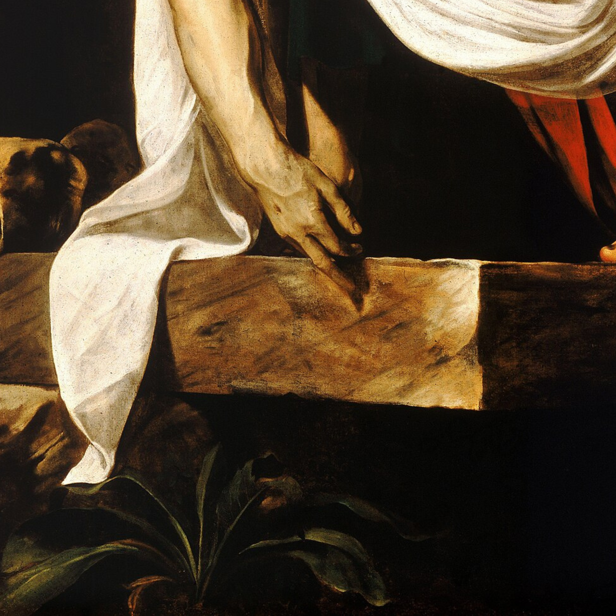 Detail of Deposition (Entombment of Christ) by Caravaggio, c. 1600-1604