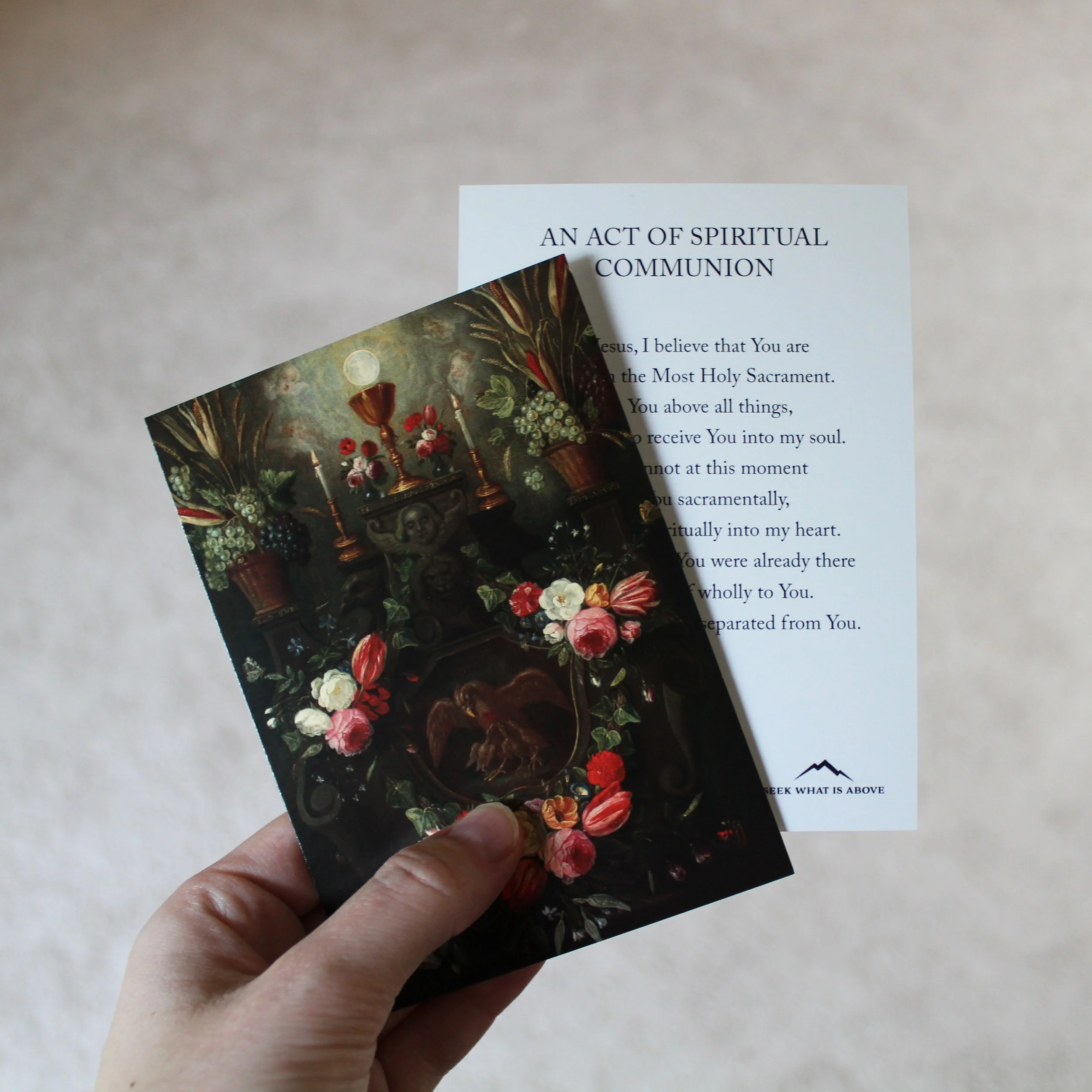 Act of Spiritual Communion Catholic prayer card
