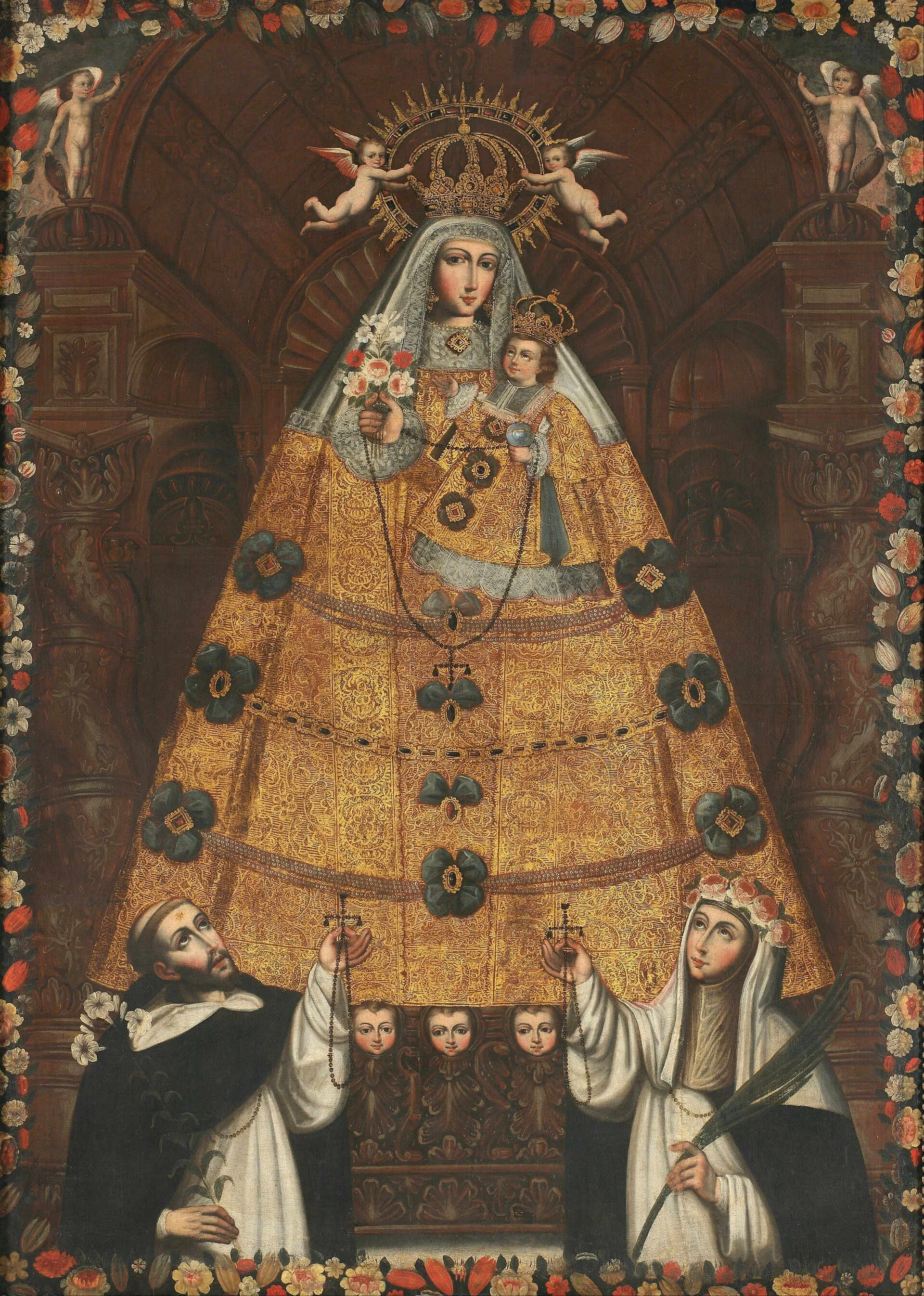 Our Lady of the Rosary painting by the Cusco School