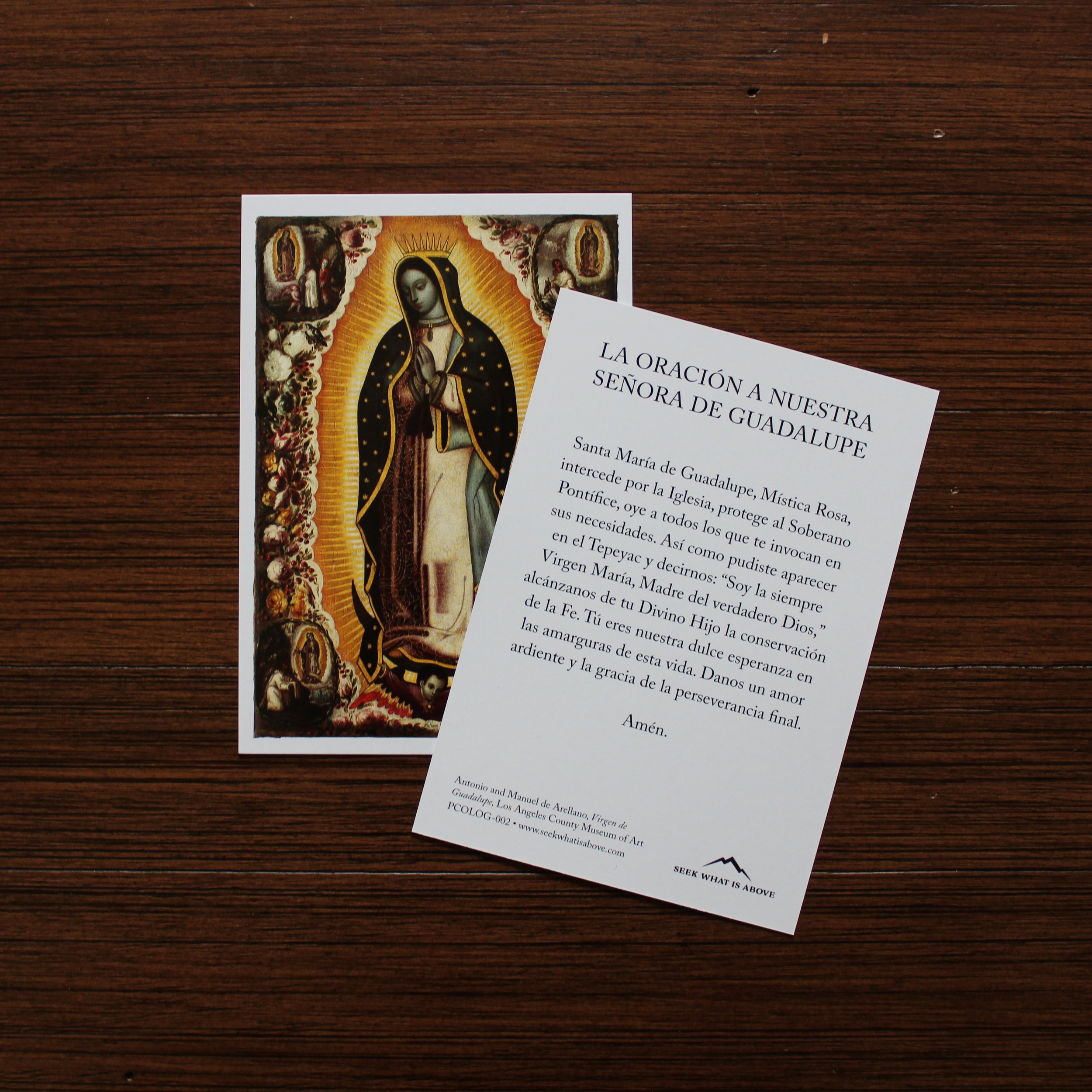 Spanish prayer card of Our Lady of Guadalupe prayer