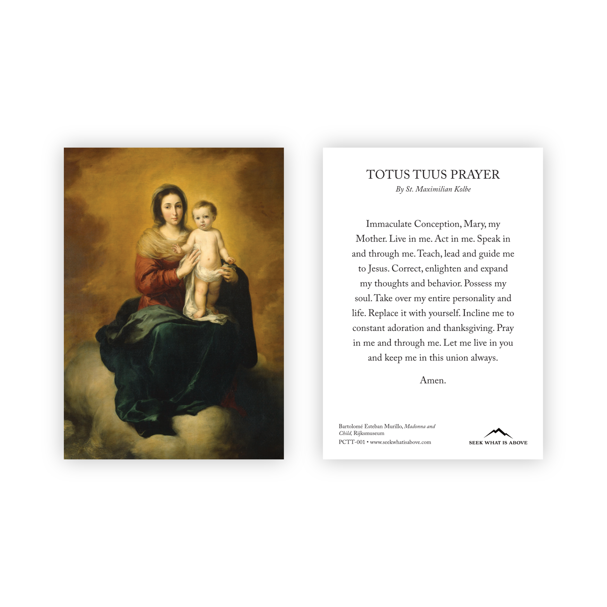 Totus Tuus Prayer by St. Maximilian Kolbe | Catholic Prayer Card