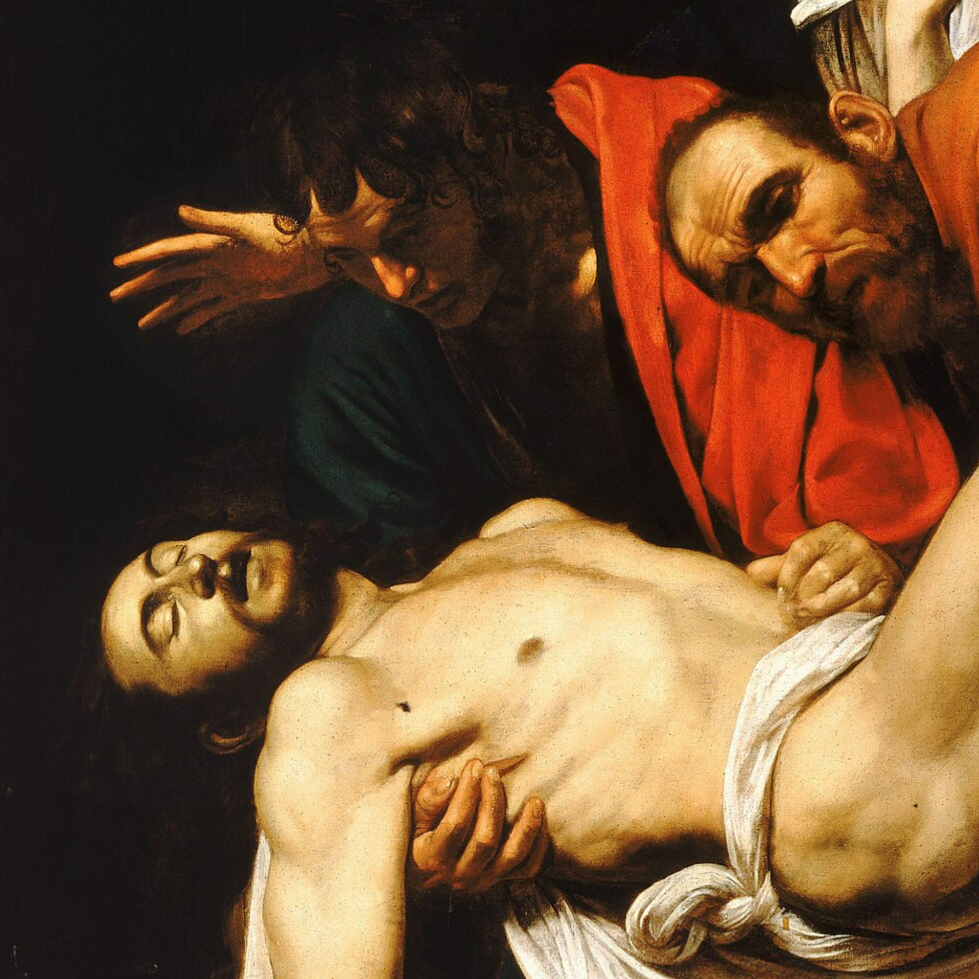 Detail of Deposition (Entombment of Christ) by Caravaggio, c. 1600-1604