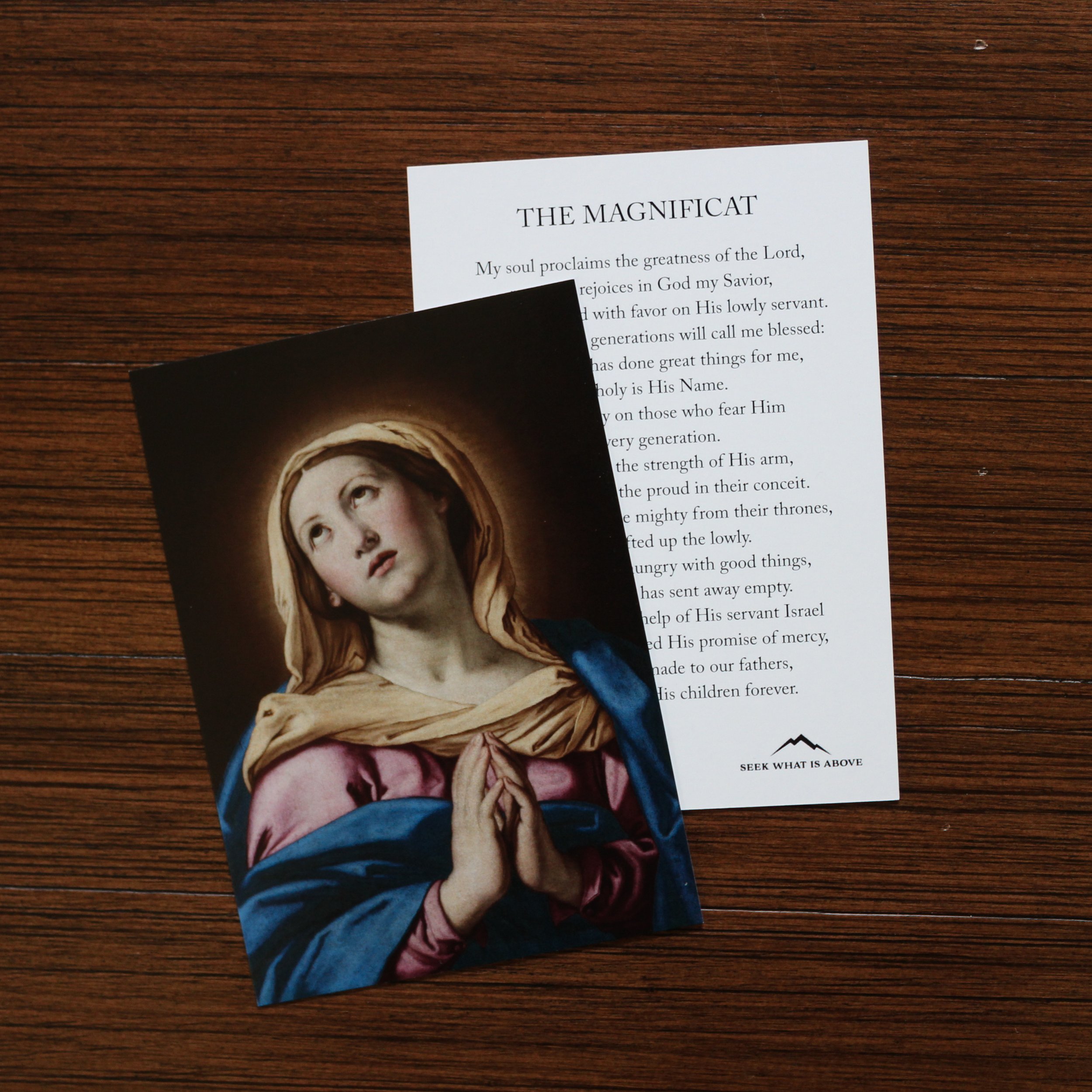 Cathoilc prayer card of the Magnificat
