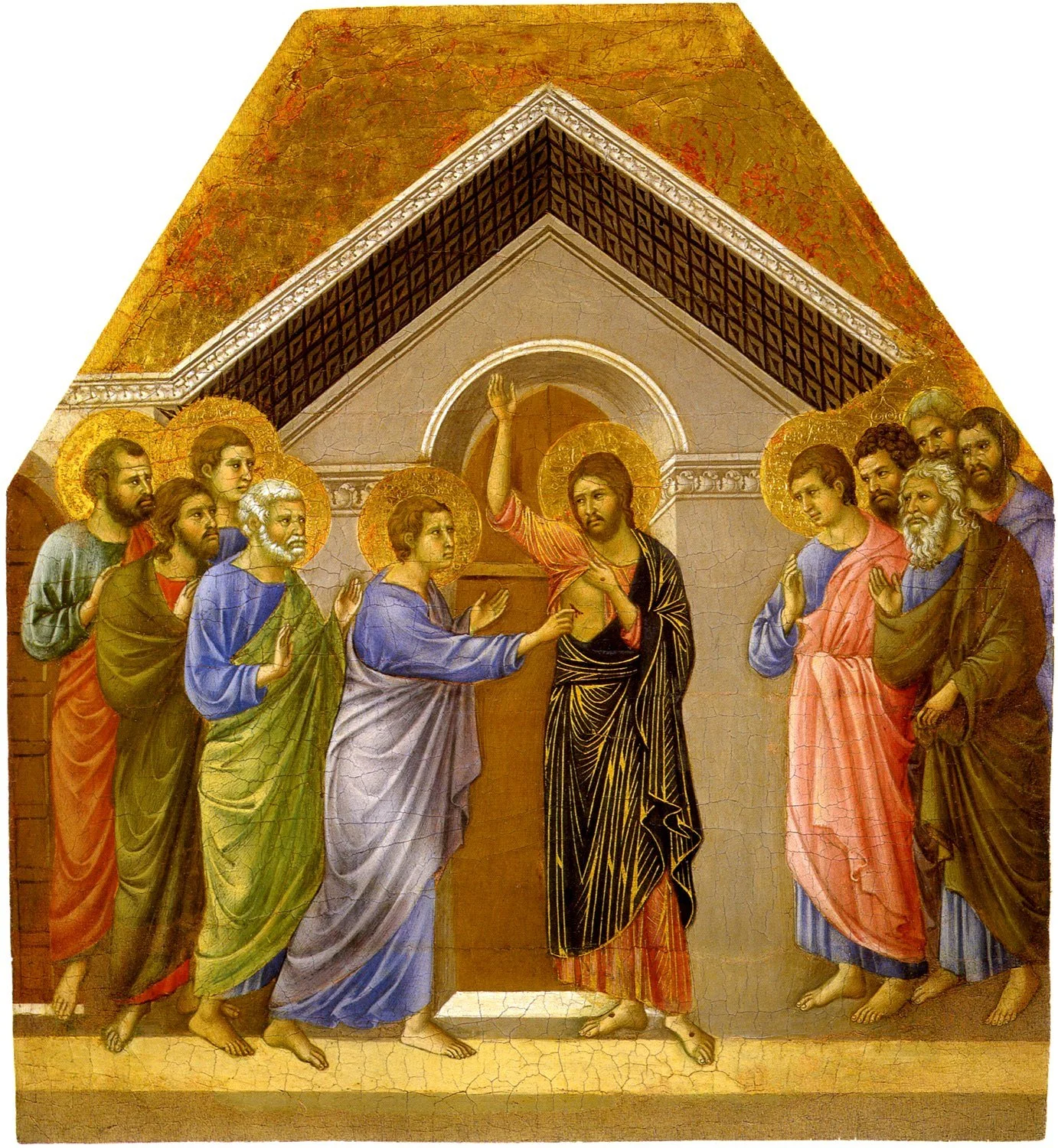 Duccio, The Incredulity of St. Thomas from the Maestà Altarpiece