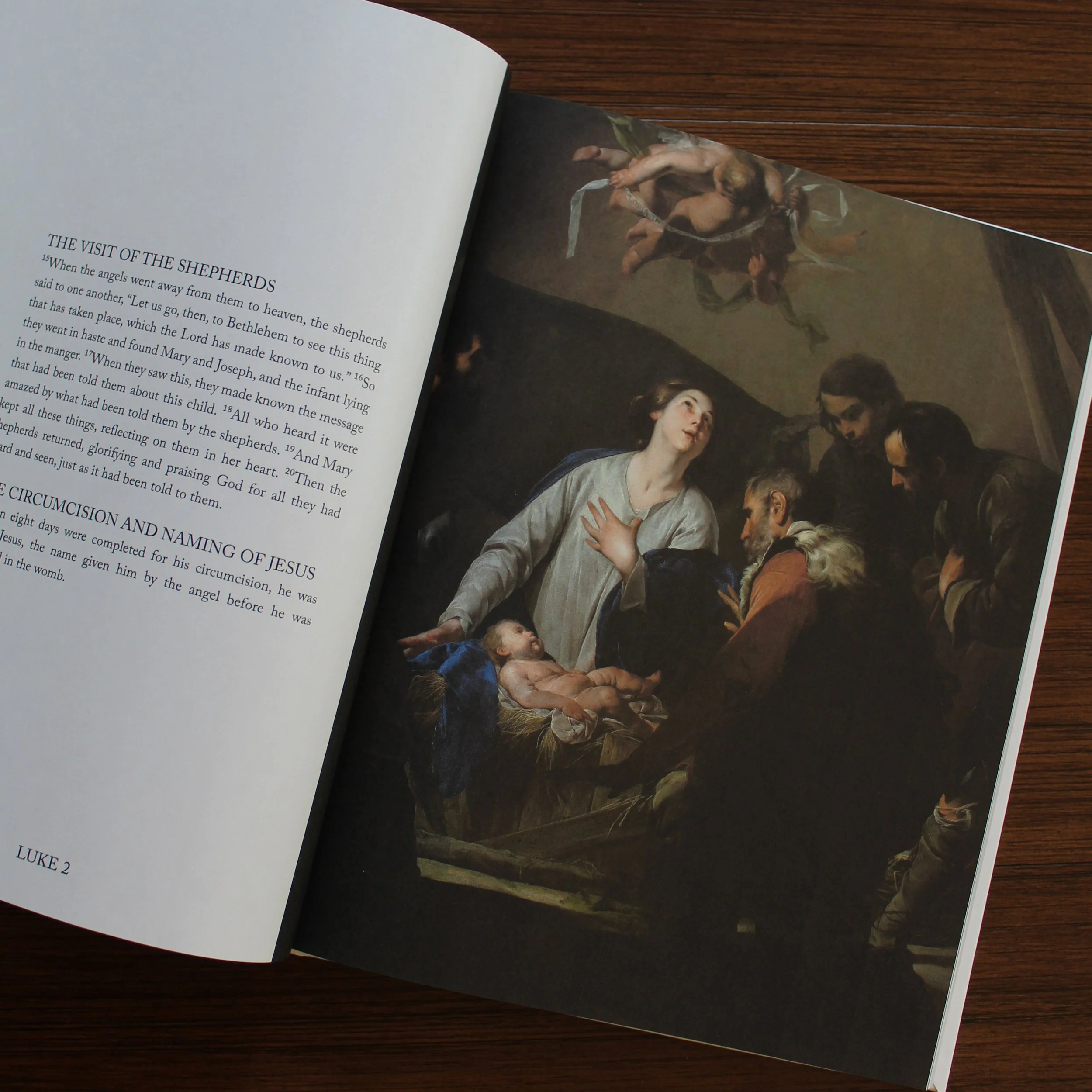 The Gospel with Sacred Art featuring a painting and Scripture of the Nativity