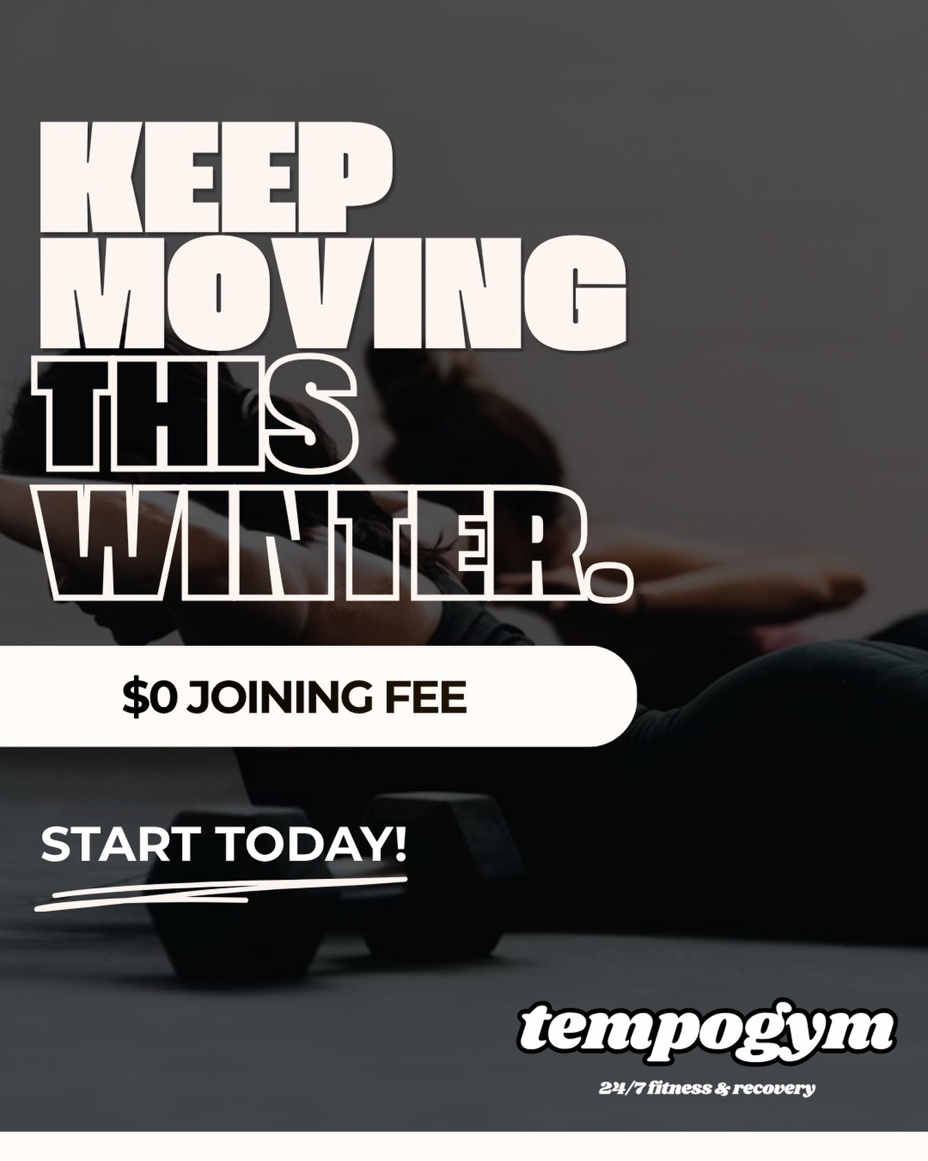 ❄️ KEEP MOVING THIS WINTER.

Cold mornings don&rsquo;t have to stop your progress.

For a limited time, we&rsquo;re making it even easier to get started with $0 joining fee, automatically applied at checkout once sign up is complete - no promo code n