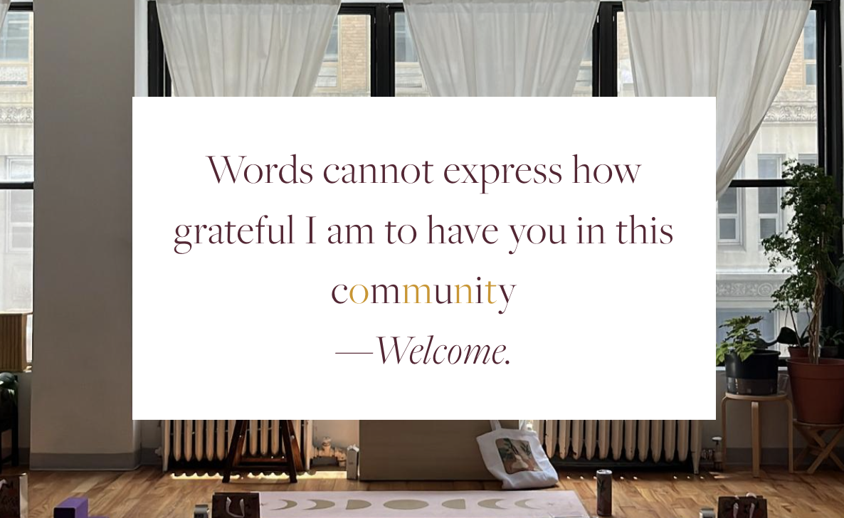 A motivational quote displayed on a white overlay on a living room with large windows, potted plants, and curtains.