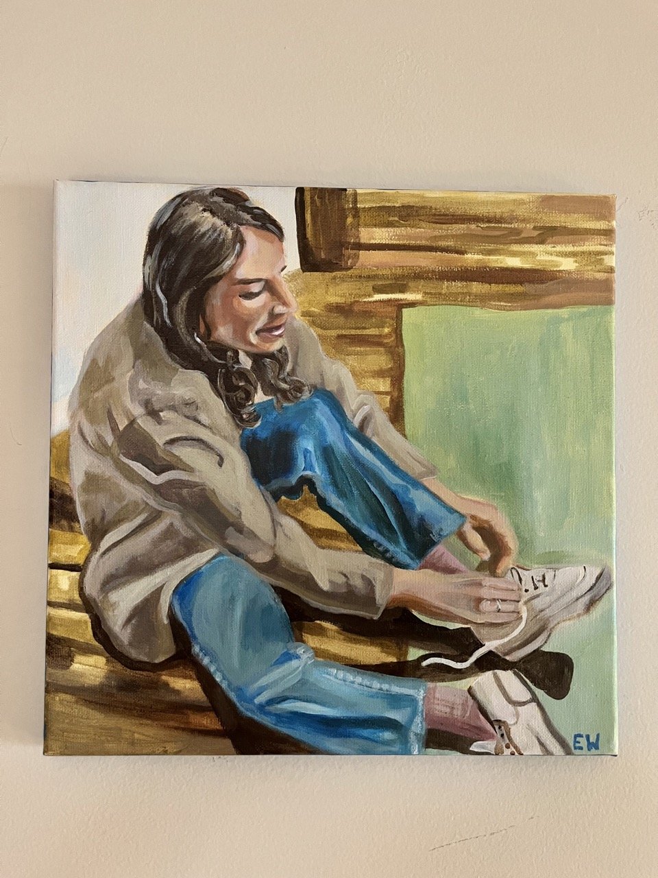 Emily in Montreal, acrylic on canvas, 12" x 12"