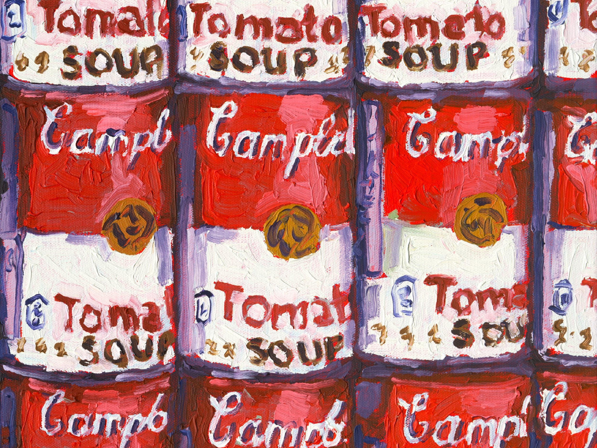 Campbell’s soup pop art-style painting available as a stretched canvas print