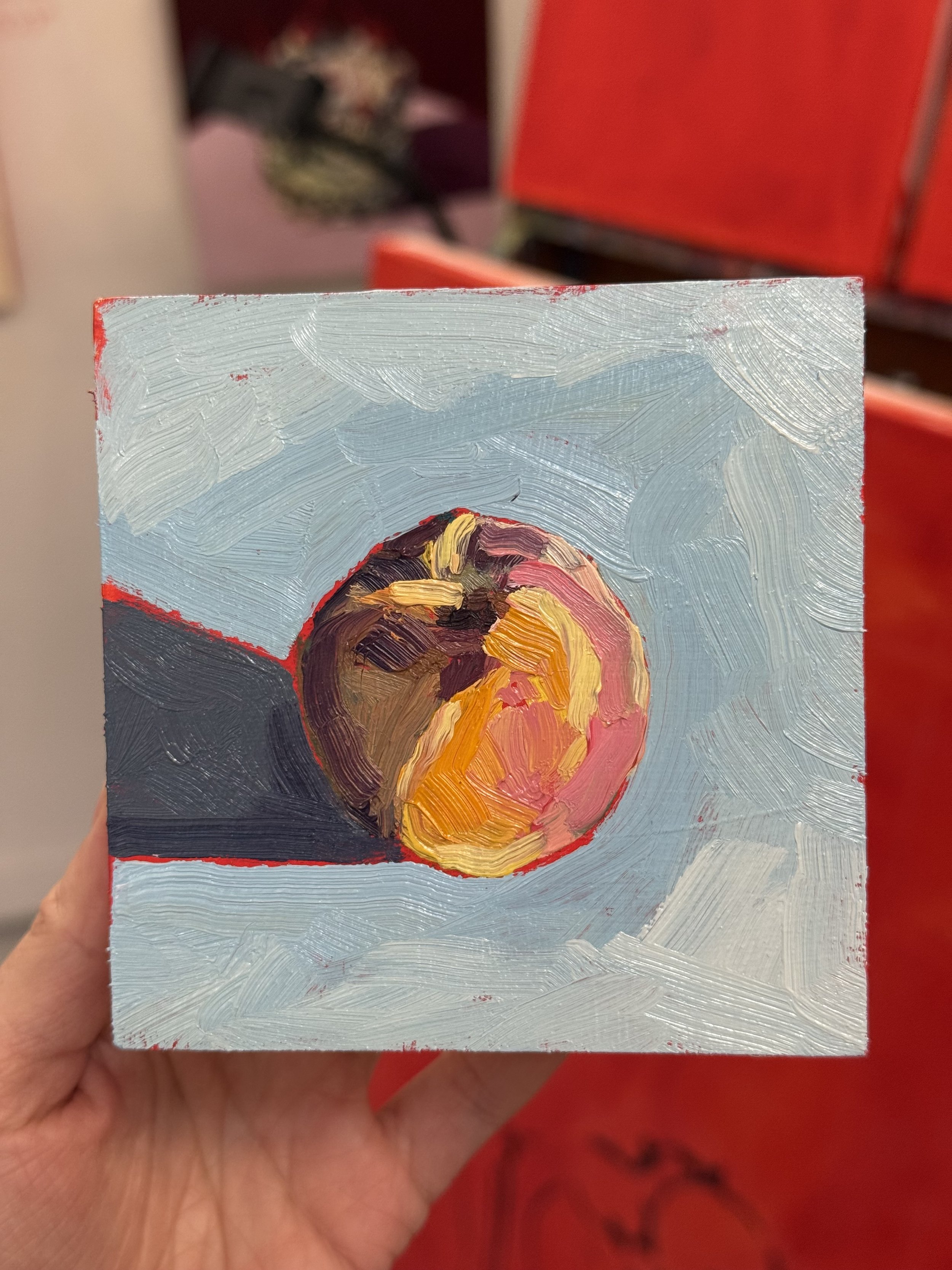 A Summer Peach I 4 x 4 “ | Acrylic & Oil on canvas | Available