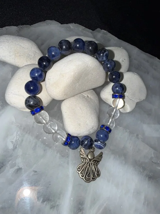 Sodalite Clear quartz angel